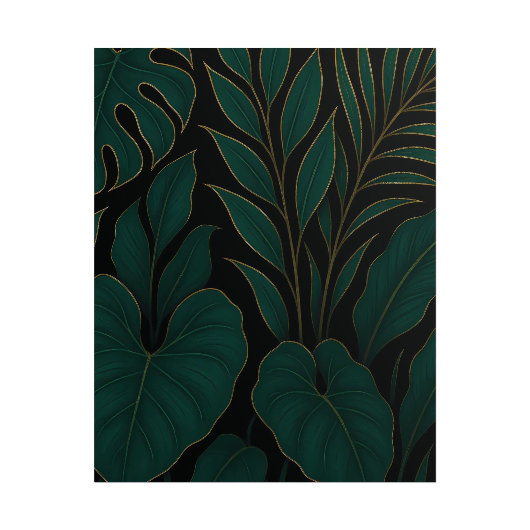 Green Foliage Wall Art Print – Monstera Leaf Poster – Tropical Jungle Botanical Illustration – Modern Plant Home Decor – Unframed