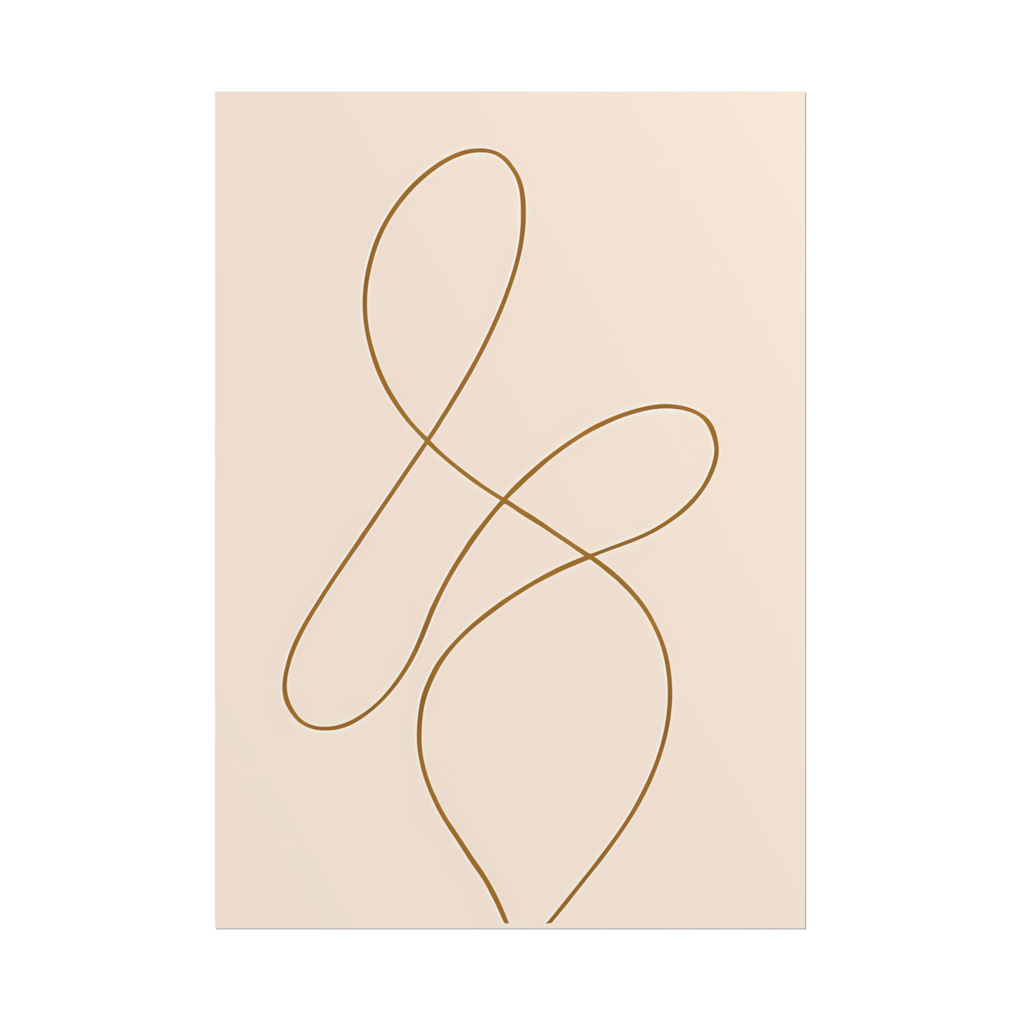 Minimalist Beige Wall Art Print – Abstract Line Poster – Brown Line Drawing – Neutral Scandinavian Japandi Style Artwork – Unframed