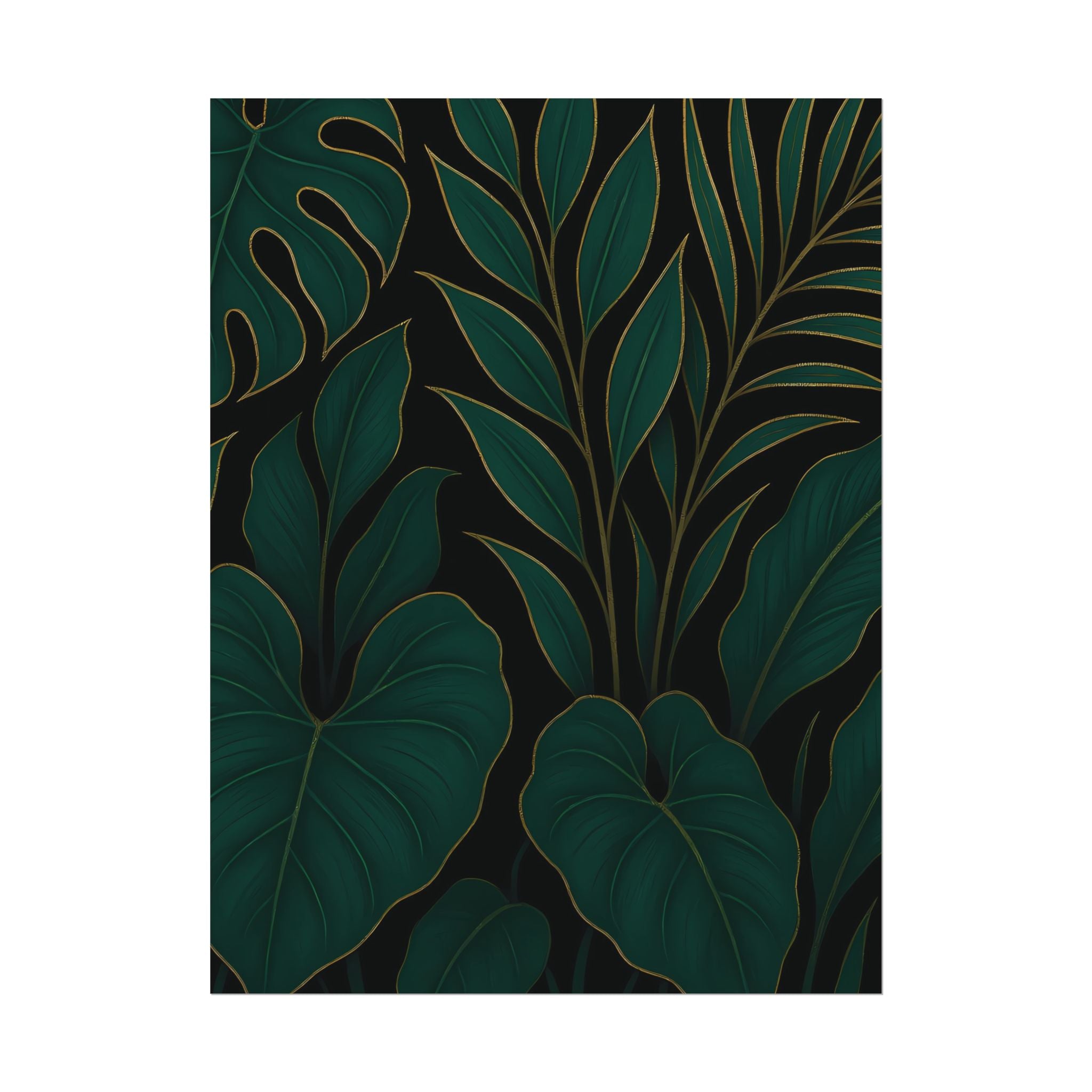 Green Foliage Wall Art Print – Monstera Leaf Poster – Tropical Jungle Botanical Illustration – Modern Plant Home Decor – Unframed