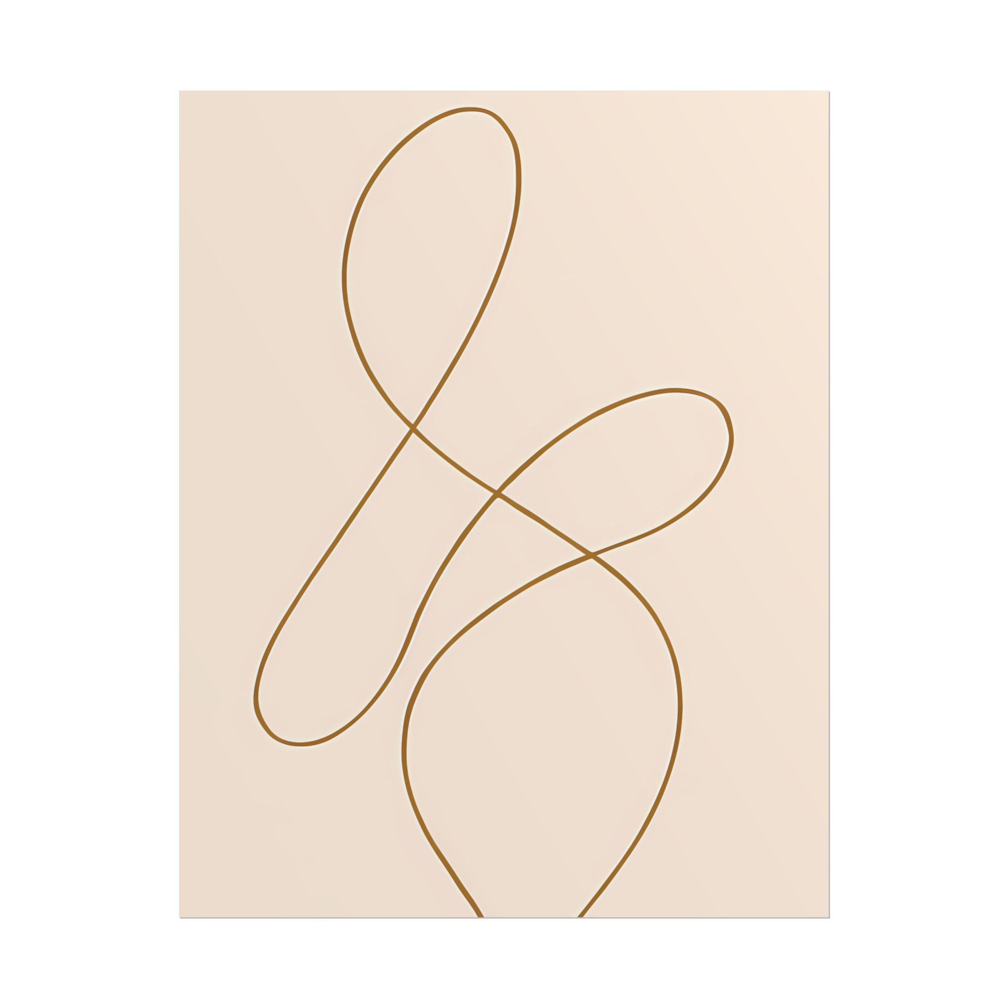 Minimalist Beige Wall Art Print – Abstract Line Poster – Brown Line Drawing – Neutral Scandinavian Japandi Style Artwork – Unframed