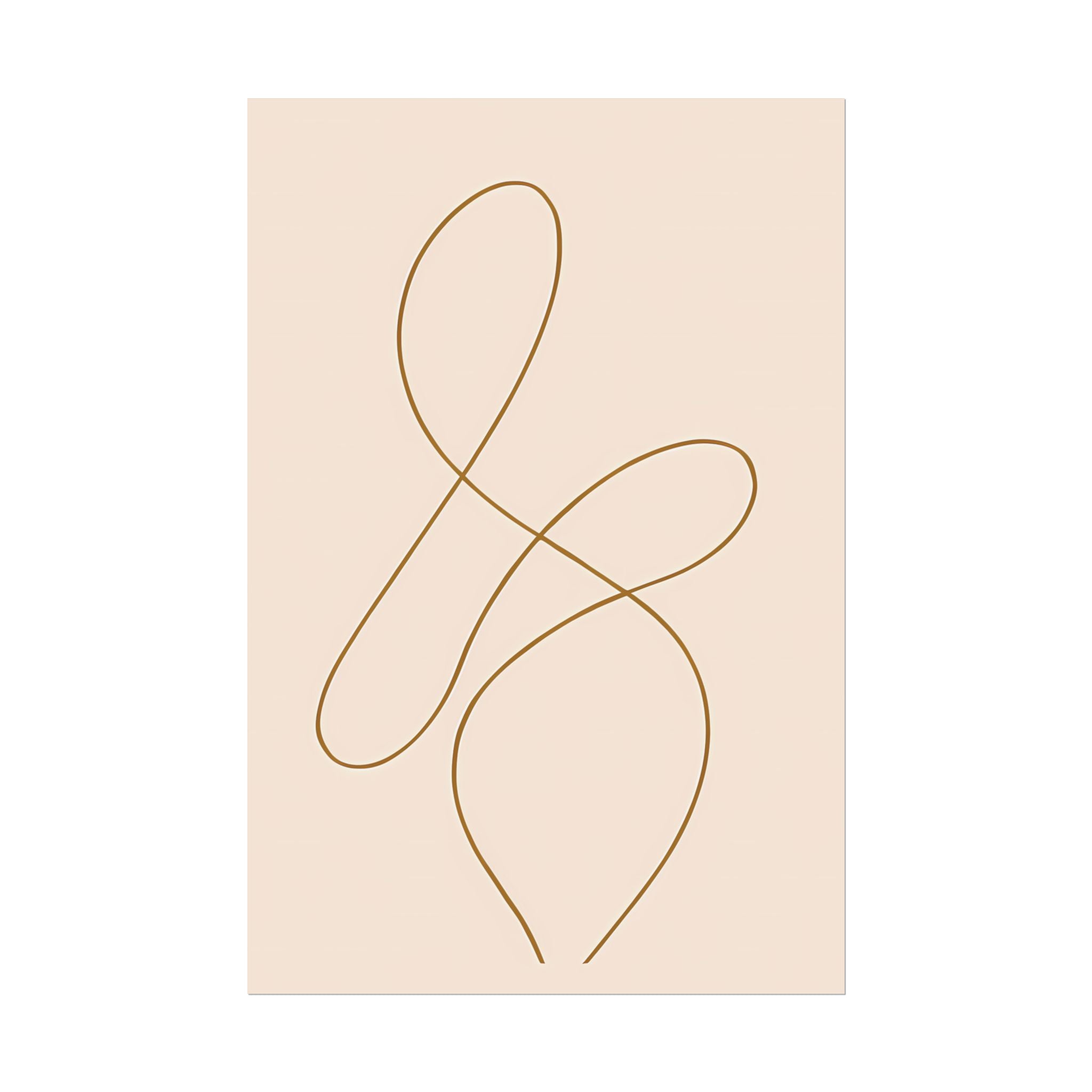 Minimalist Beige Wall Art Print – Abstract Line Poster – Brown Line Drawing – Neutral Scandinavian Japandi Style Artwork – Unframed