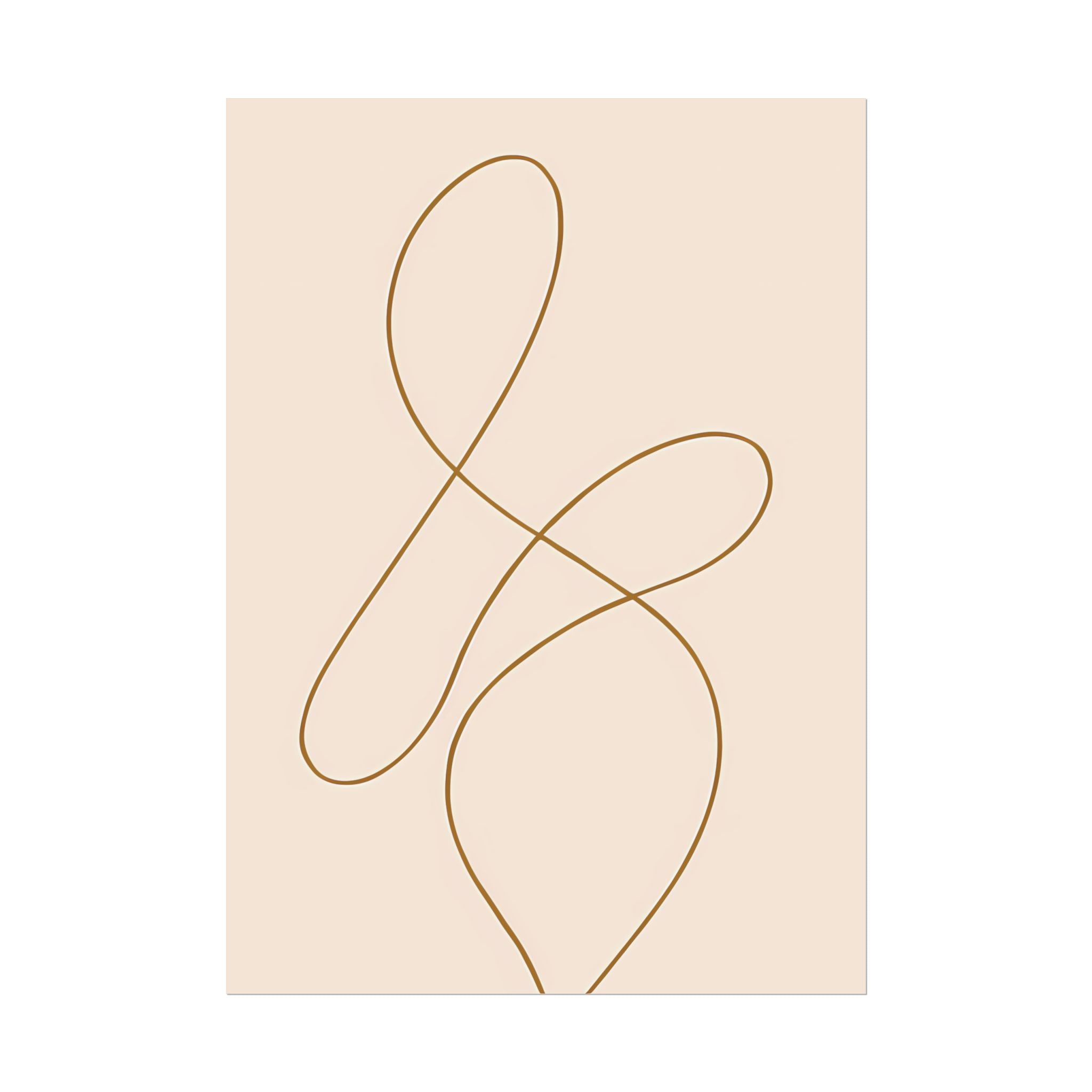 Minimalist Beige Wall Art Print – Abstract Line Poster – Brown Line Drawing – Neutral Scandinavian Japandi Style Artwork – Unframed