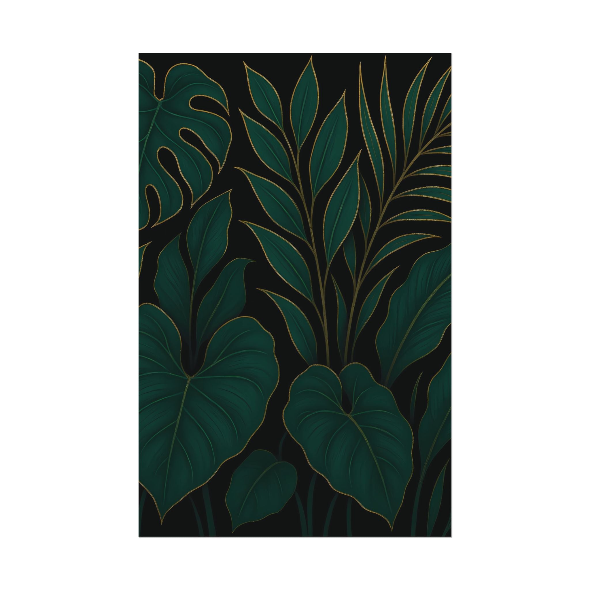 Green Foliage Wall Art Print – Monstera Leaf Poster – Tropical Jungle Botanical Illustration – Modern Plant Home Decor – Unframed