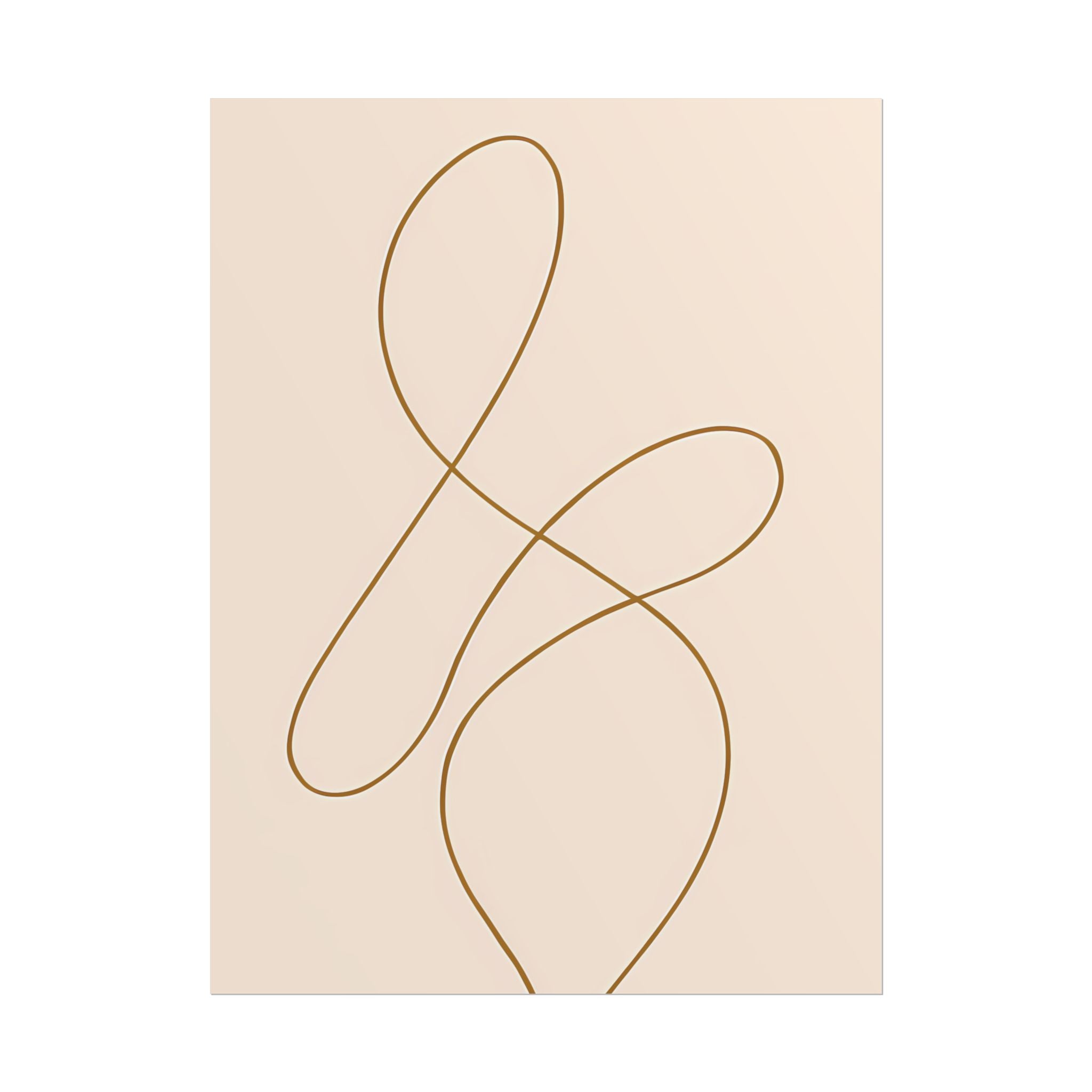 Minimalist Beige Wall Art Print – Abstract Line Poster – Brown Line Drawing – Neutral Scandinavian Japandi Style Artwork – Unframed