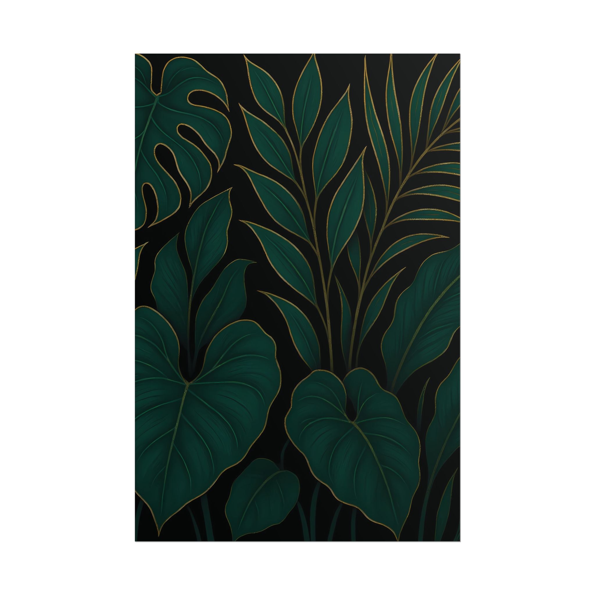 Green Foliage Wall Art Print – Monstera Leaf Poster – Tropical Jungle Botanical Illustration – Modern Plant Home Decor – Unframed