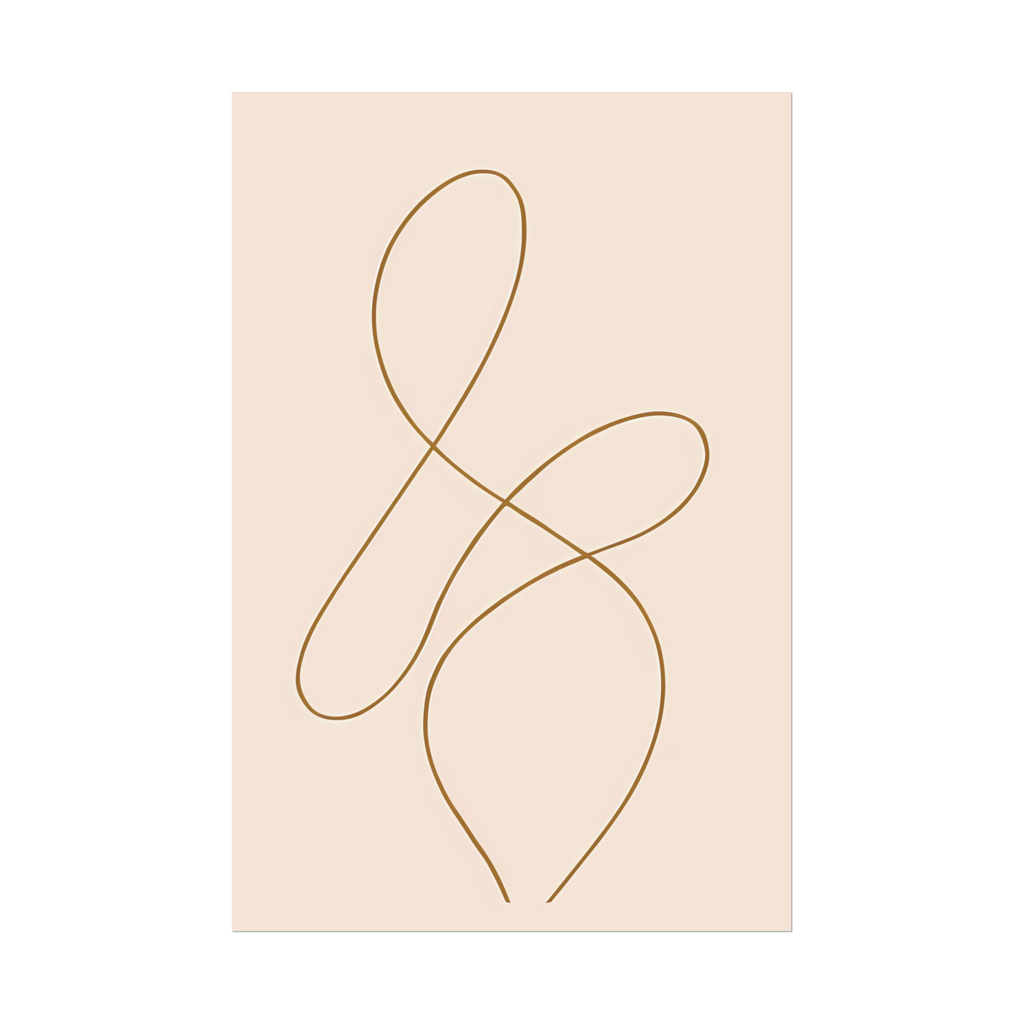 Minimalist Beige Wall Art Print – Abstract Line Poster – Brown Line Drawing – Neutral Scandinavian Japandi Style Artwork – Unframed