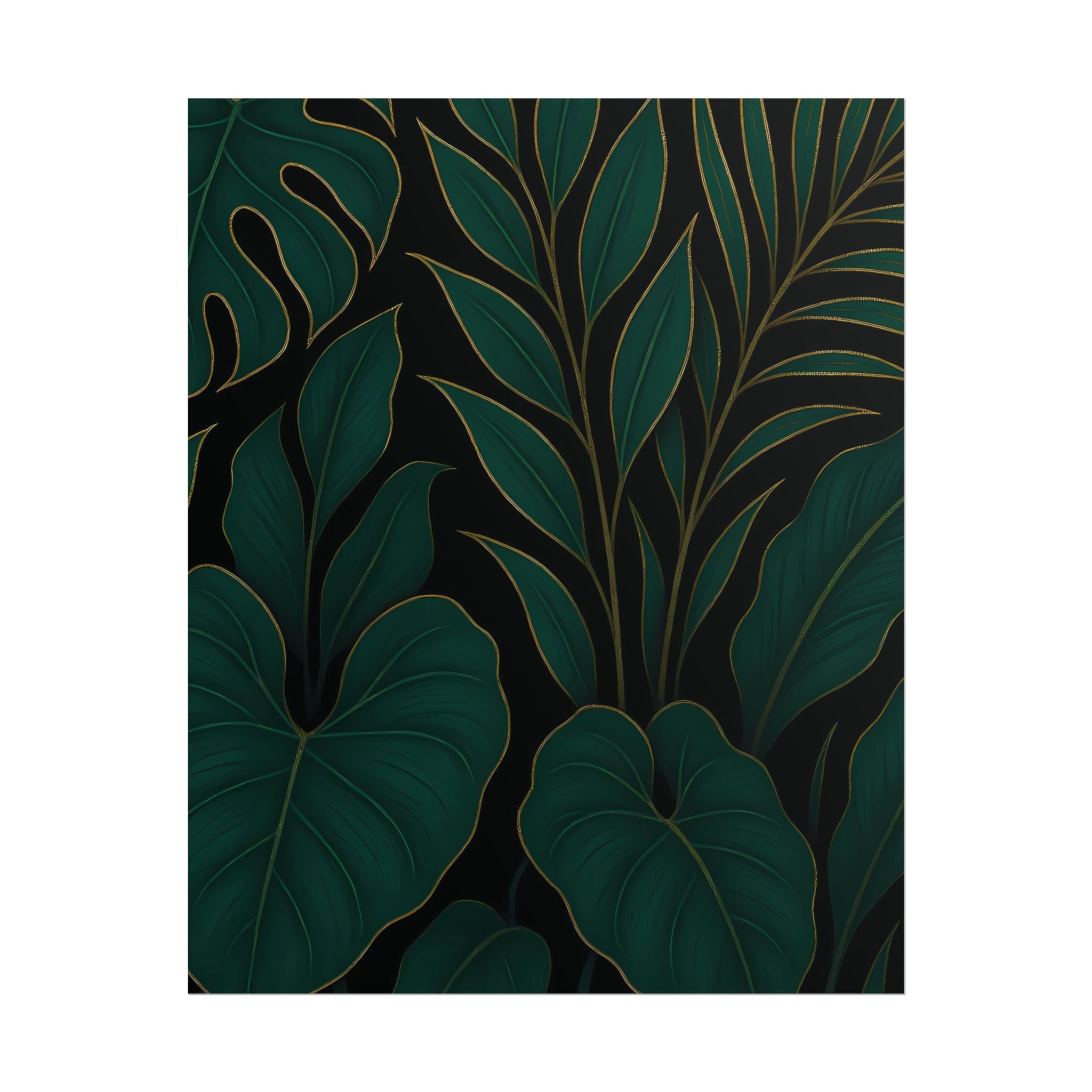 Green Foliage Wall Art Print – Monstera Leaf Poster – Tropical Jungle Botanical Illustration – Modern Plant Home Decor – Unframed