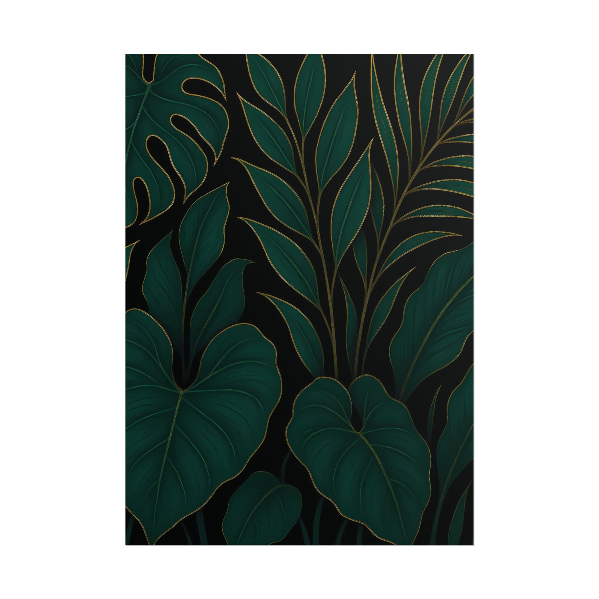 Green Foliage Wall Art Print – Monstera Leaf Poster – Tropical Jungle Botanical Illustration – Modern Plant Home Decor – Unframed