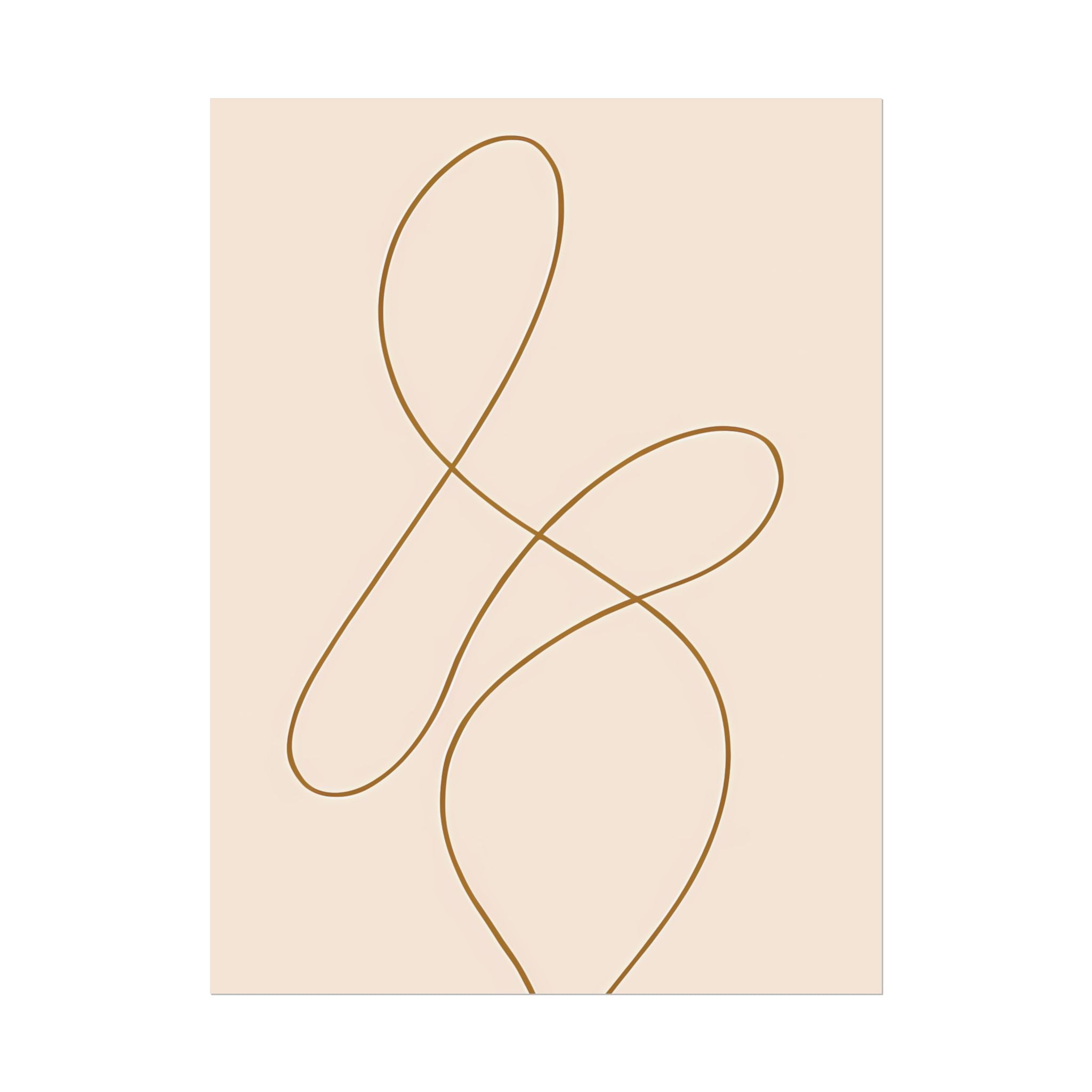 Minimalist Beige Wall Art Print – Abstract Line Poster – Brown Line Drawing – Neutral Scandinavian Japandi Style Artwork – Unframed
