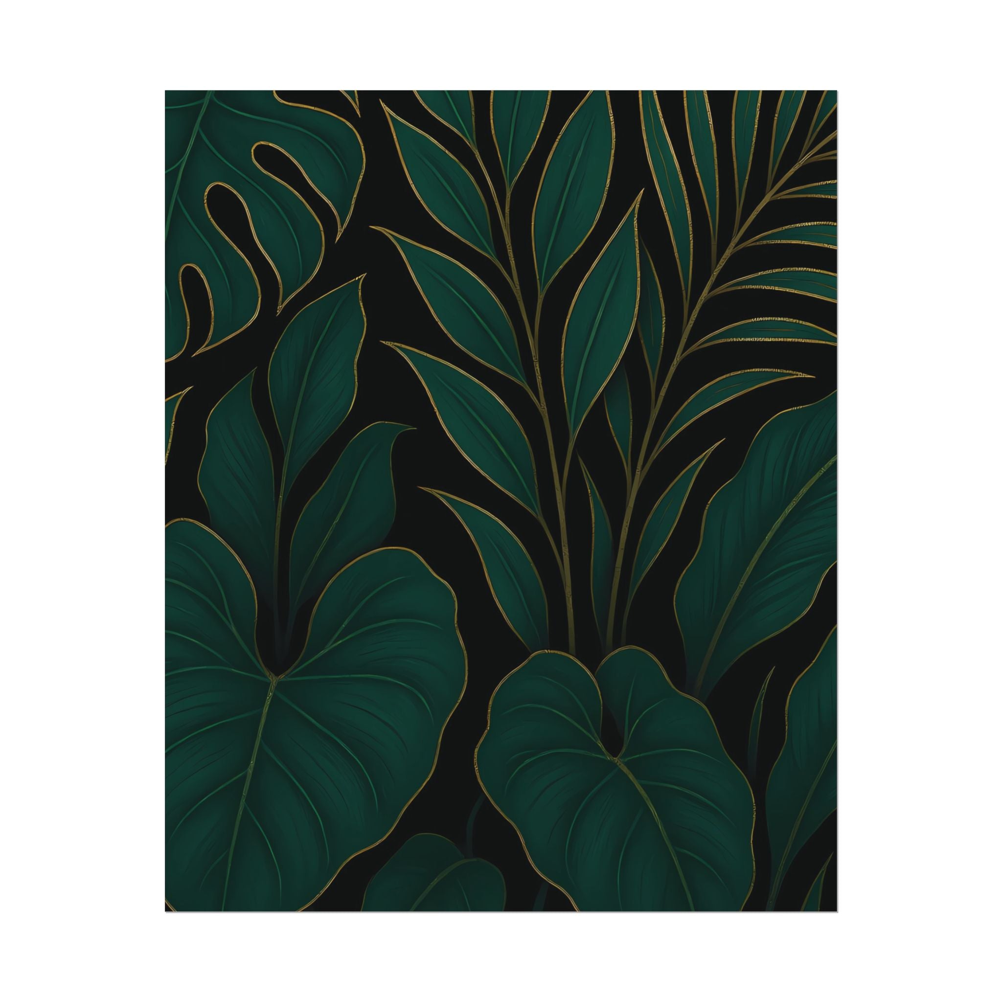 Green Foliage Wall Art Print – Monstera Leaf Poster – Tropical Jungle Botanical Illustration – Modern Plant Home Decor – Unframed