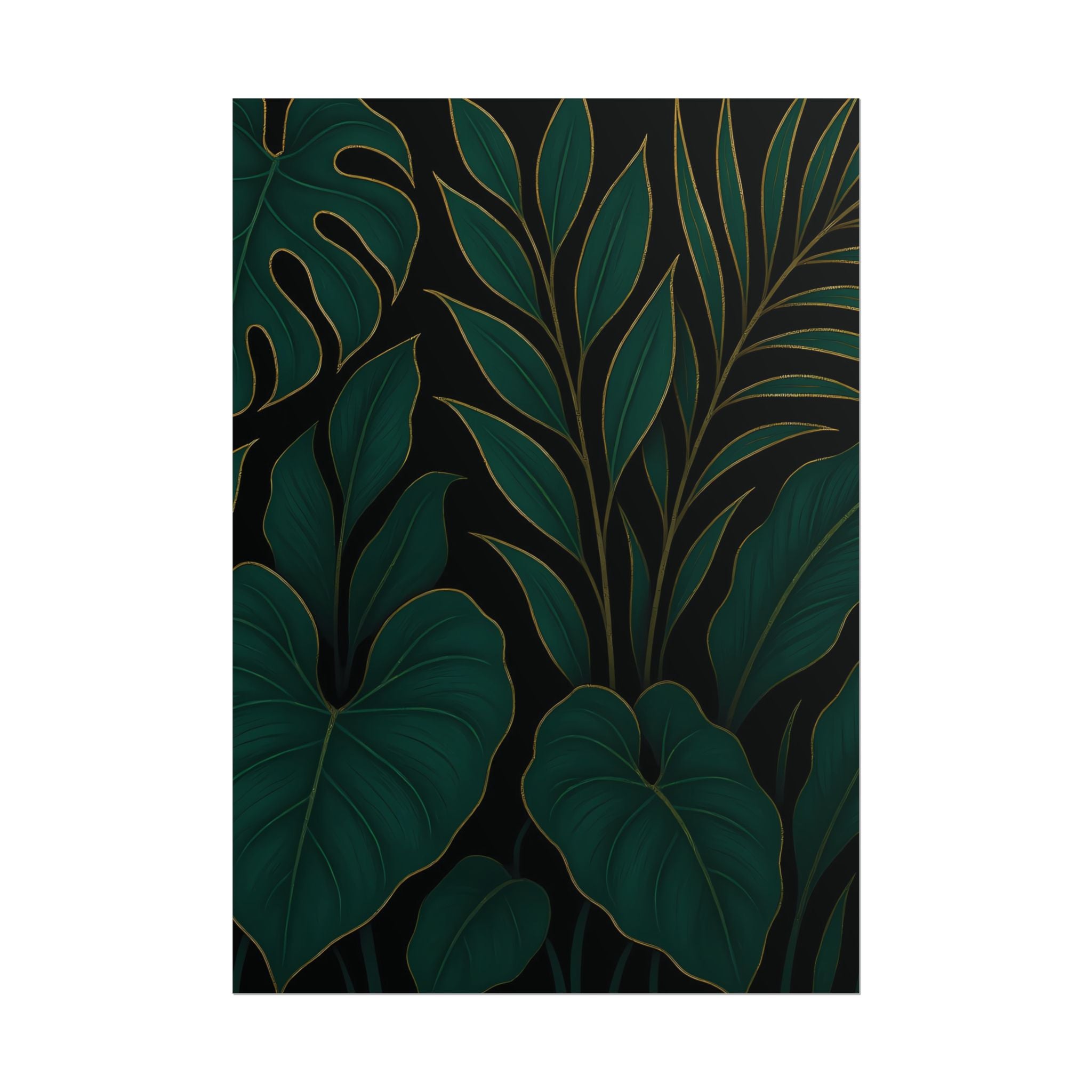 Green Foliage Wall Art Print – Monstera Leaf Poster – Tropical Jungle Botanical Illustration – Modern Plant Home Decor – Unframed