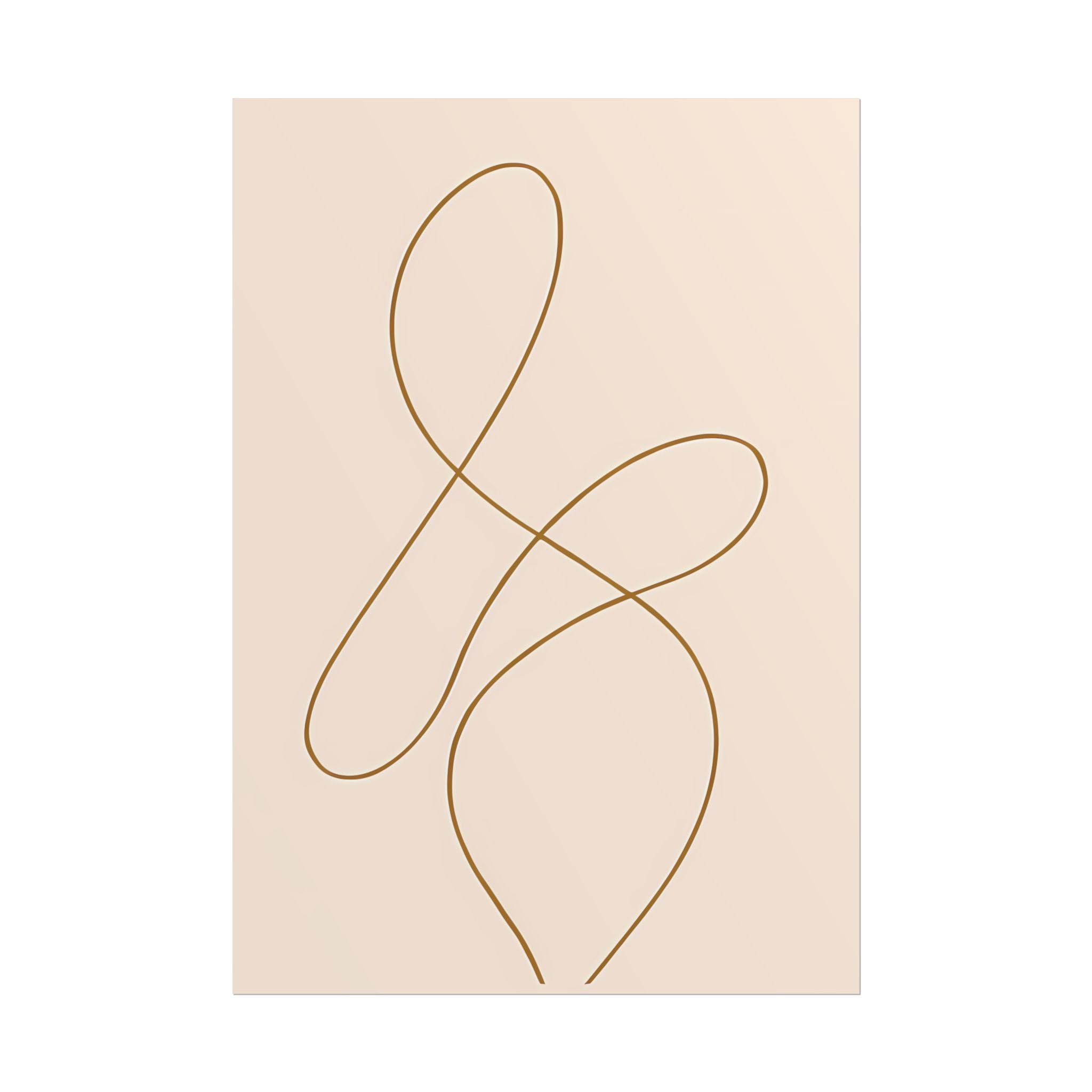 Minimalist Beige Wall Art Print – Abstract Line Poster – Brown Line Drawing – Neutral Scandinavian Japandi Style Artwork – Unframed