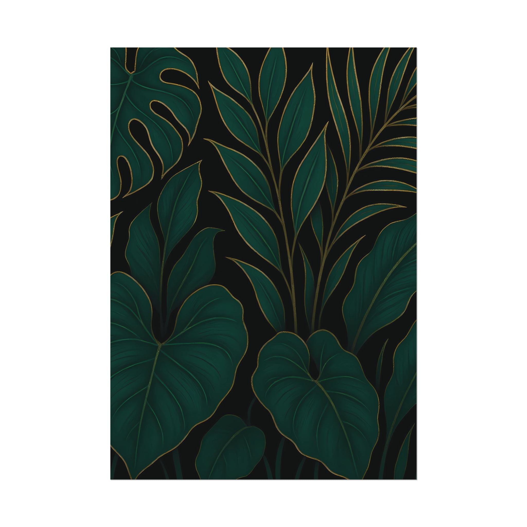Green Foliage Wall Art Print – Monstera Leaf Poster – Tropical Jungle Botanical Illustration – Modern Plant Home Decor – Unframed