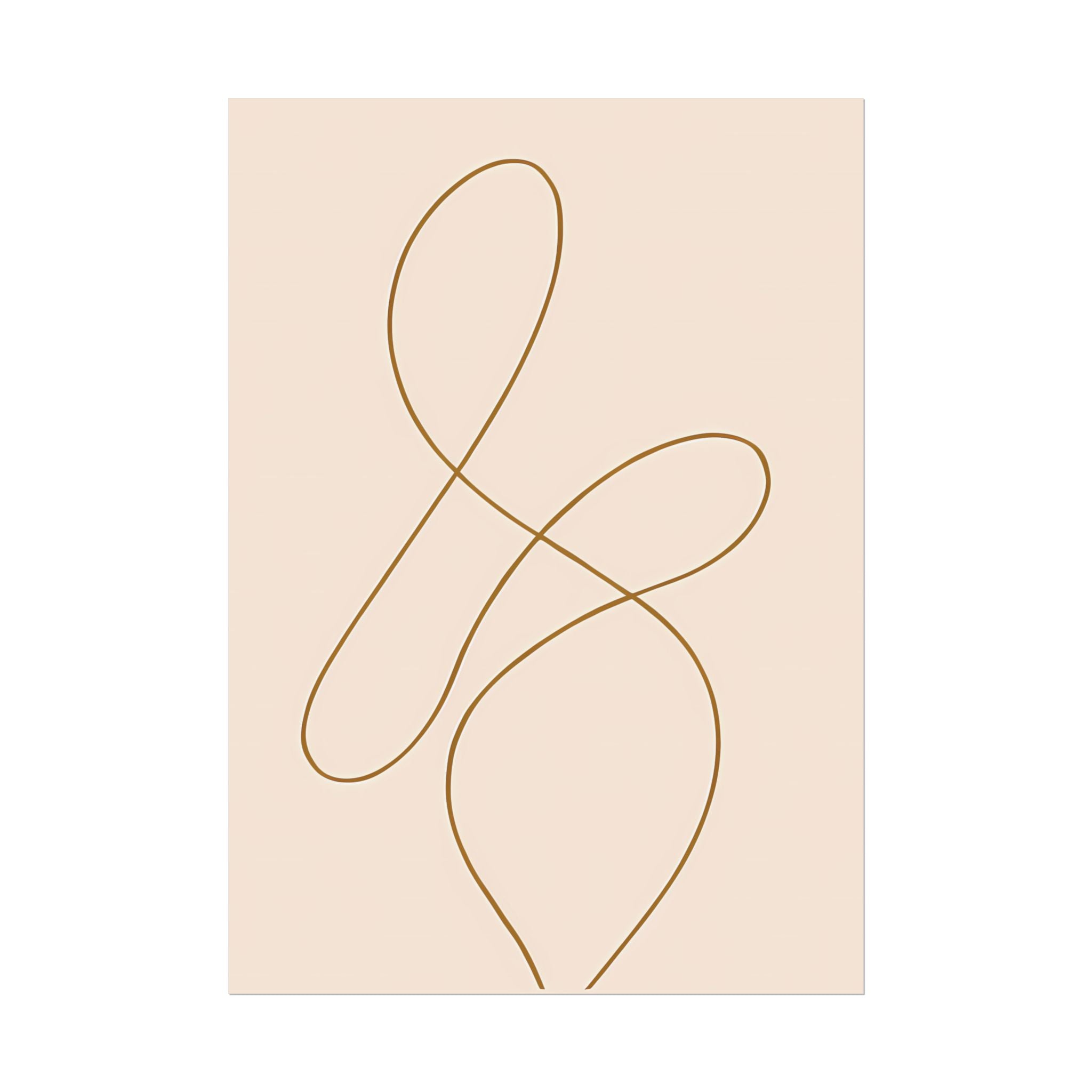 Minimalist Beige Wall Art Print – Abstract Line Poster – Brown Line Drawing – Neutral Scandinavian Japandi Style Artwork – Unframed