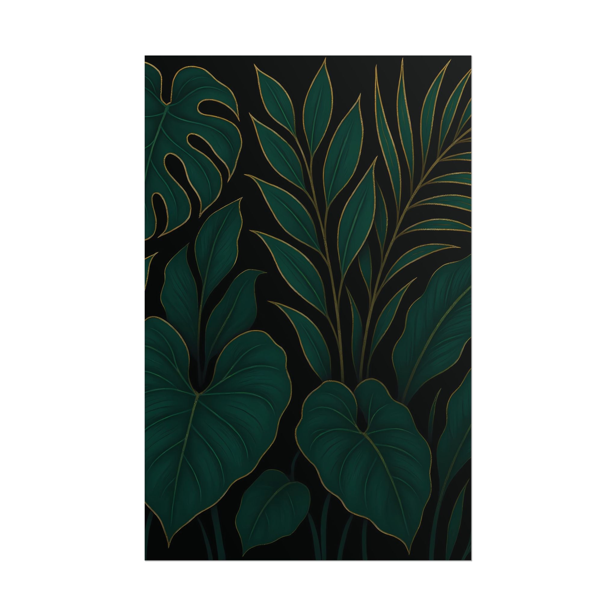 Green Foliage Wall Art Print – Monstera Leaf Poster – Tropical Jungle Botanical Illustration – Modern Plant Home Decor – Unframed