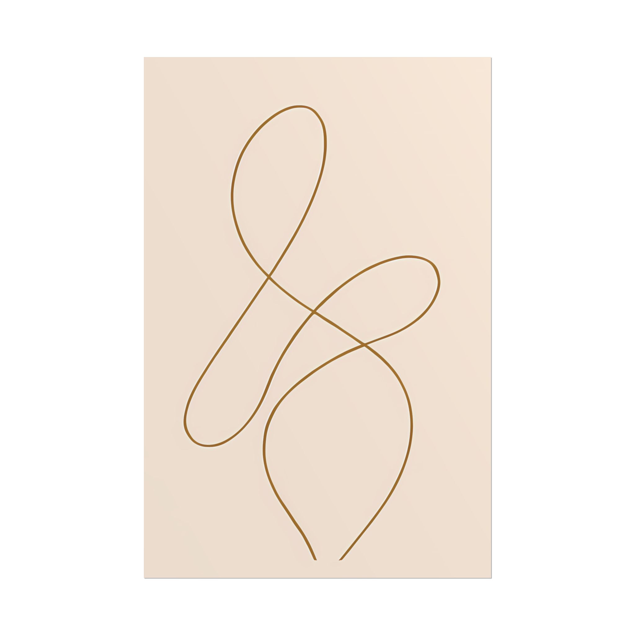 Minimalist Beige Wall Art Print – Abstract Line Poster – Brown Line Drawing – Neutral Scandinavian Japandi Style Artwork – Unframed