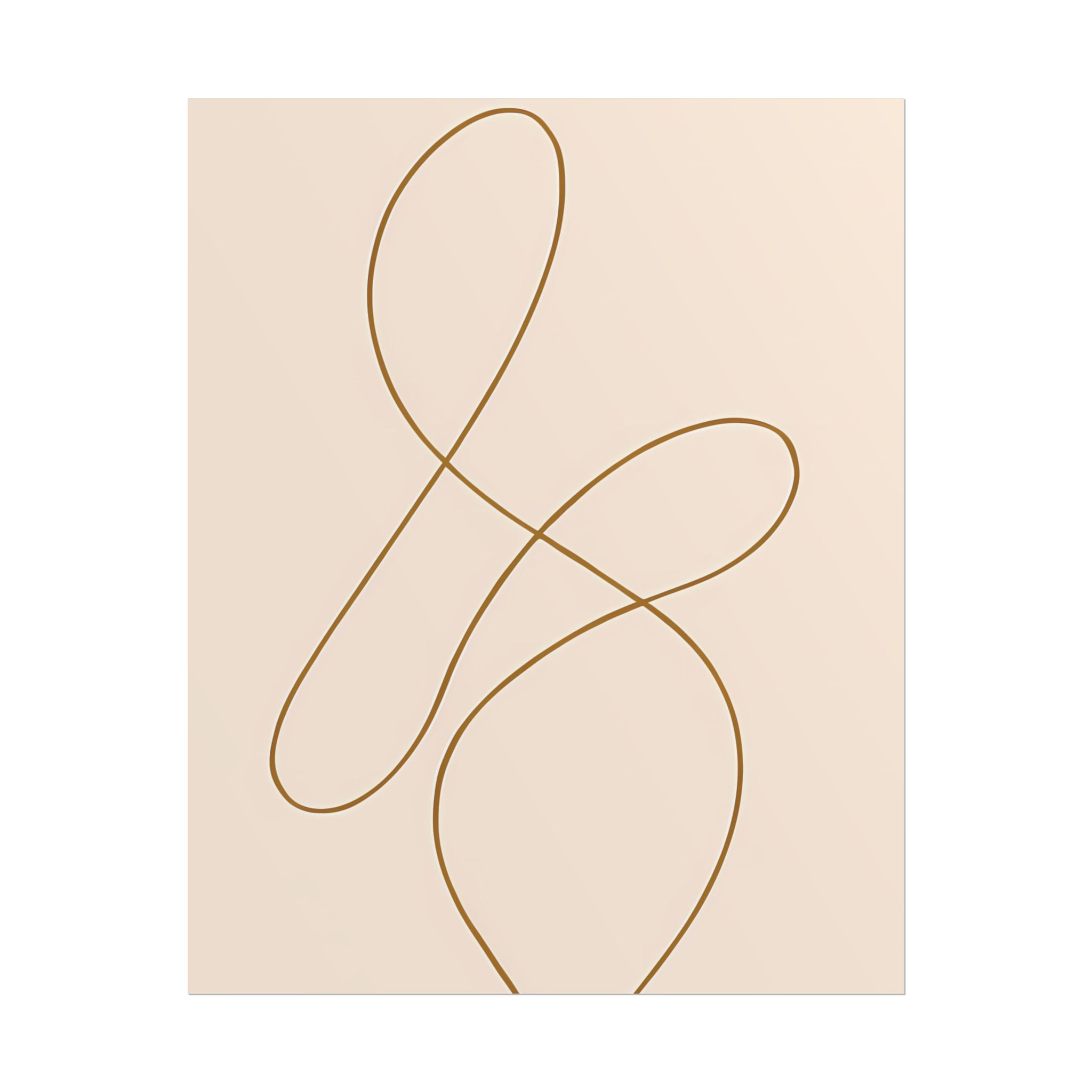 Minimalist Beige Wall Art Print – Abstract Line Poster – Brown Line Drawing – Neutral Scandinavian Japandi Style Artwork – Unframed
