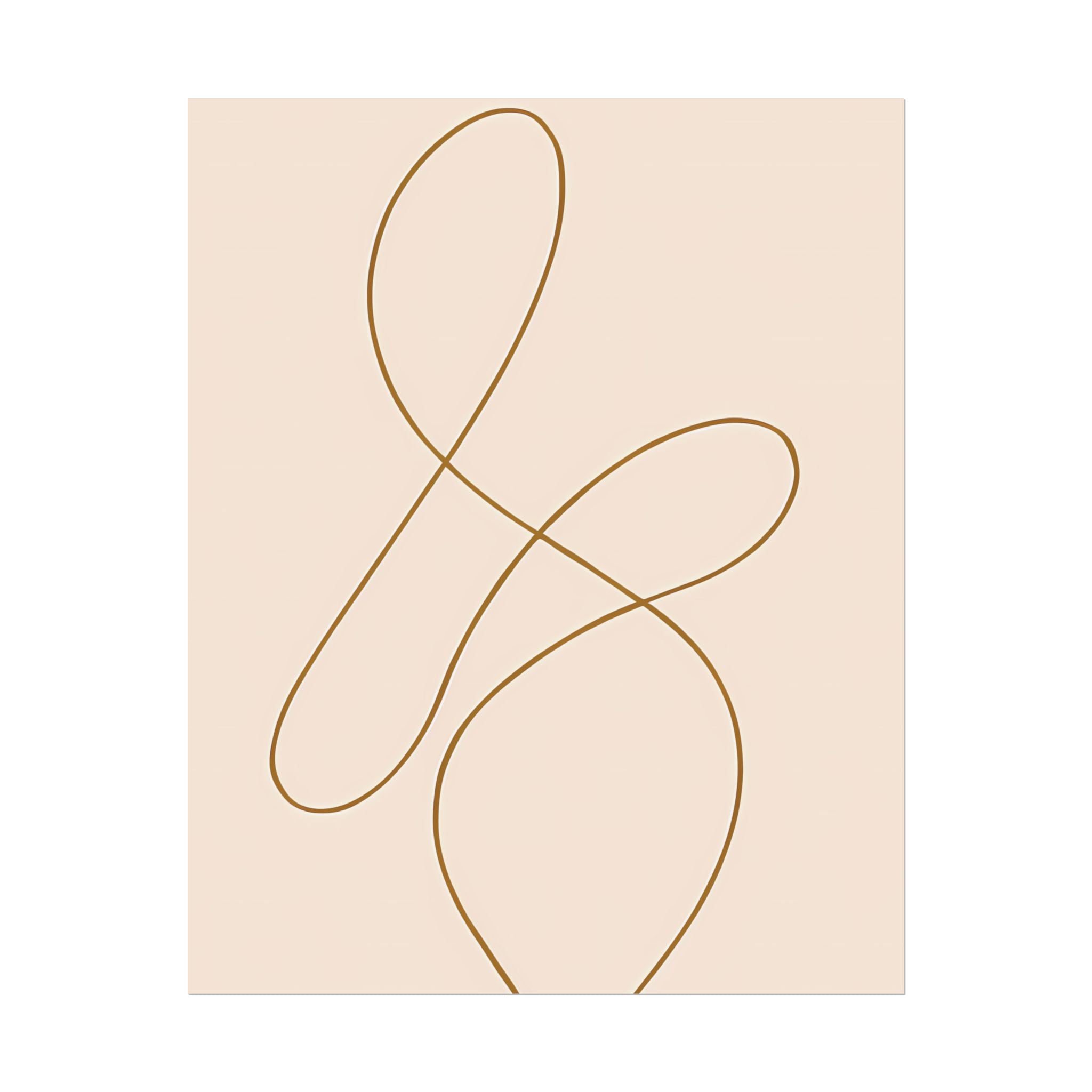Minimalist Beige Wall Art Print – Abstract Line Poster – Brown Line Drawing – Neutral Scandinavian Japandi Style Artwork – Unframed