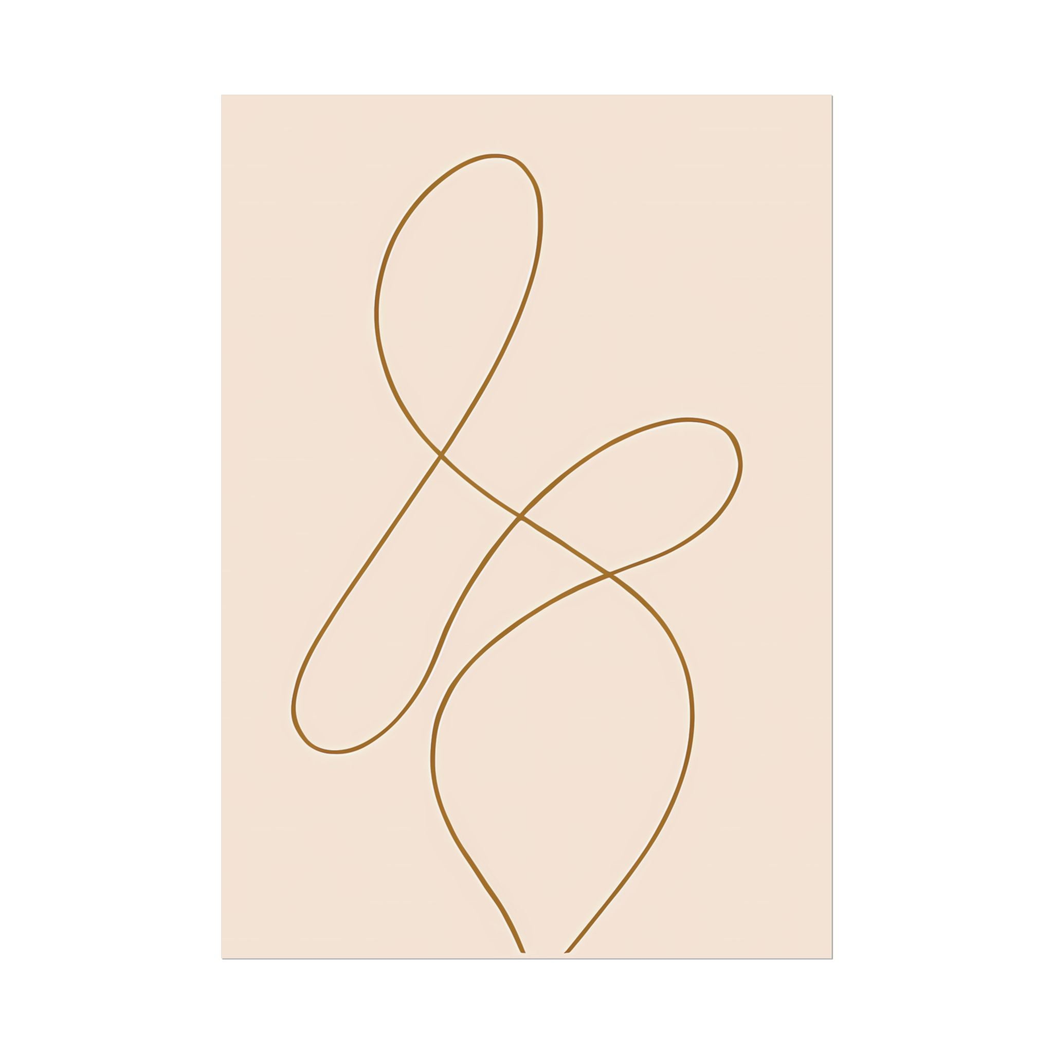 Minimalist Beige Wall Art Print – Abstract Line Poster – Brown Line Drawing – Neutral Scandinavian Japandi Style Artwork – Unframed