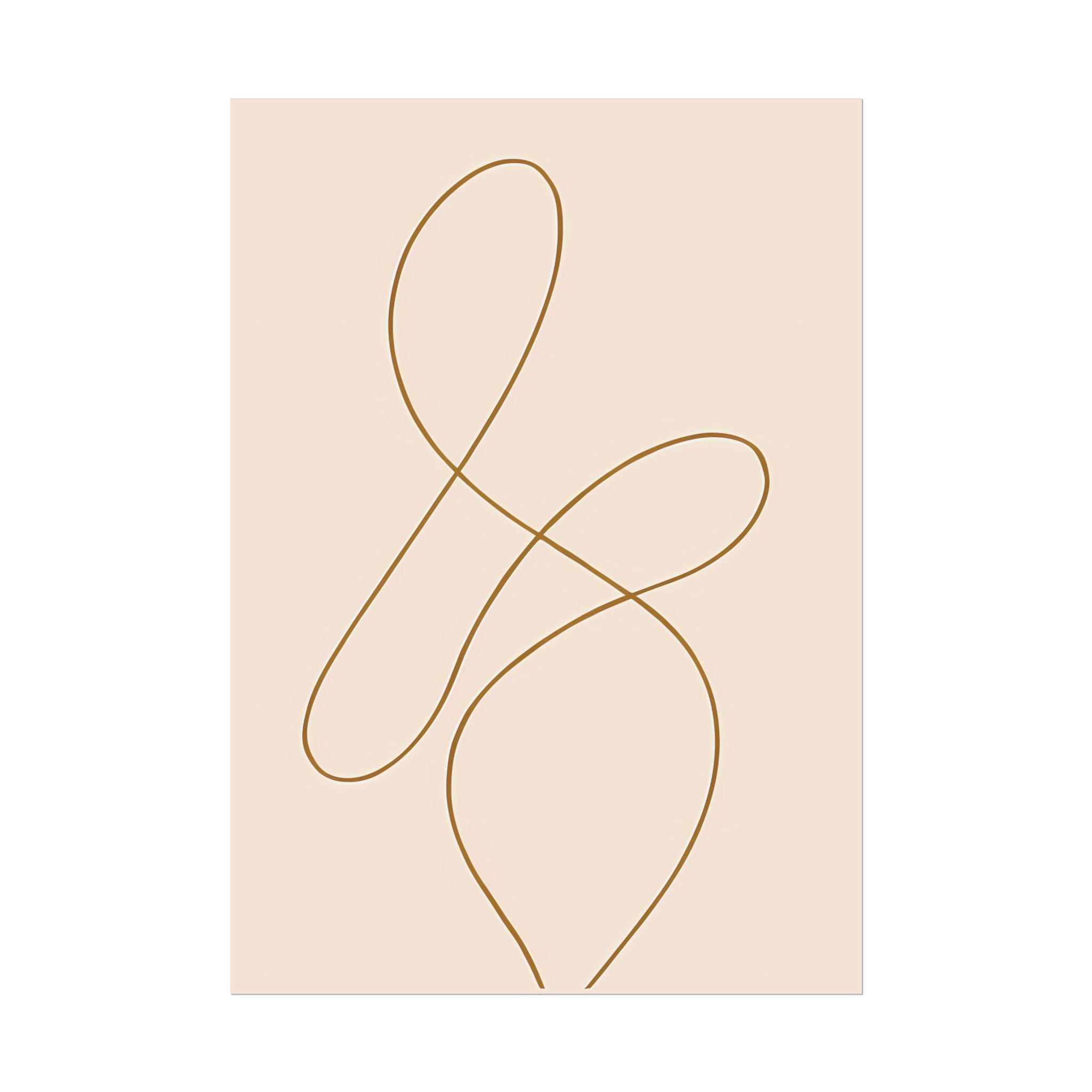 Minimalist Beige Wall Art Print – Abstract Line Poster – Brown Line Drawing – Neutral Scandinavian Japandi Style Artwork – Unframed