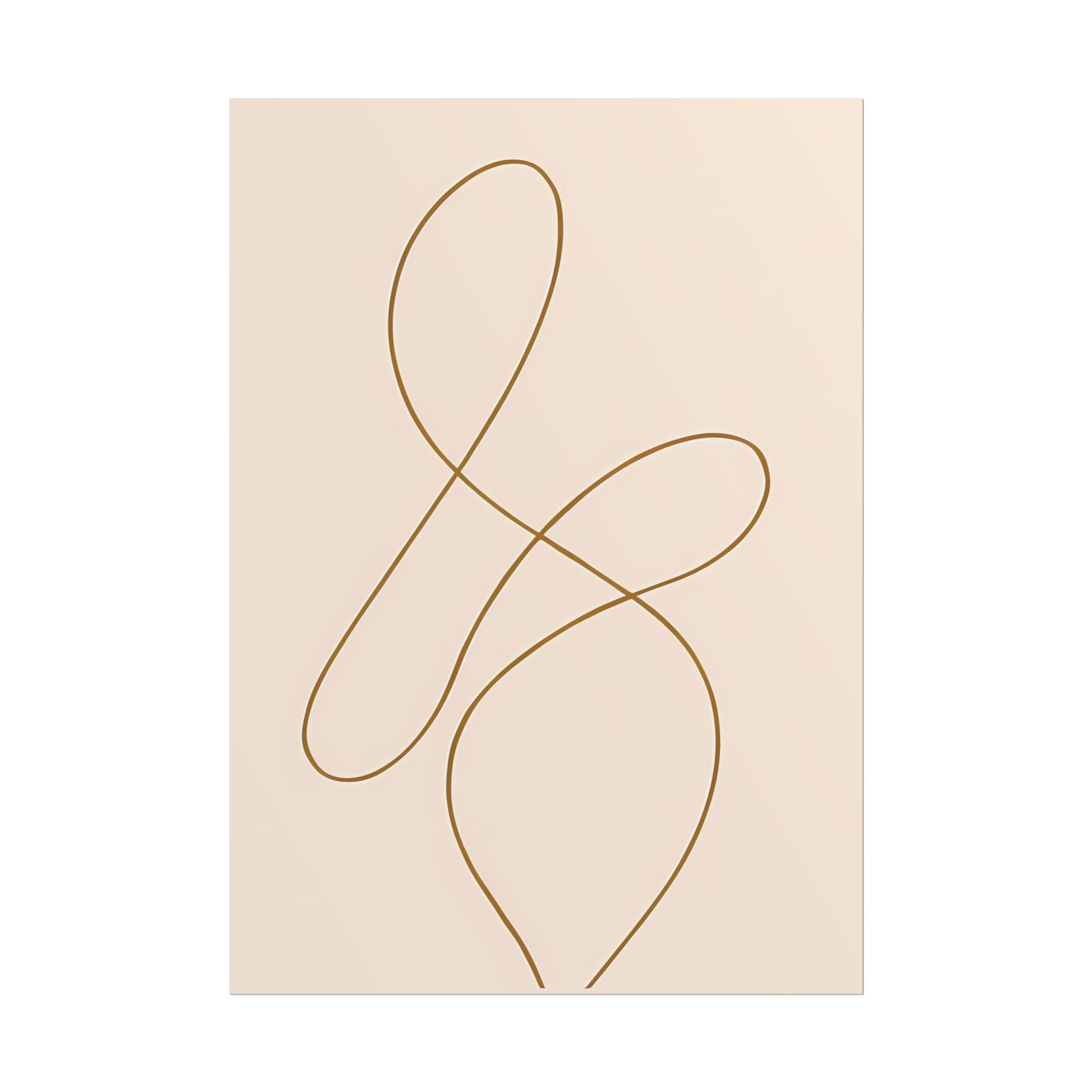 Minimalist Beige Wall Art Print – Abstract Line Poster – Brown Line Drawing – Neutral Scandinavian Japandi Style Artwork – Unframed