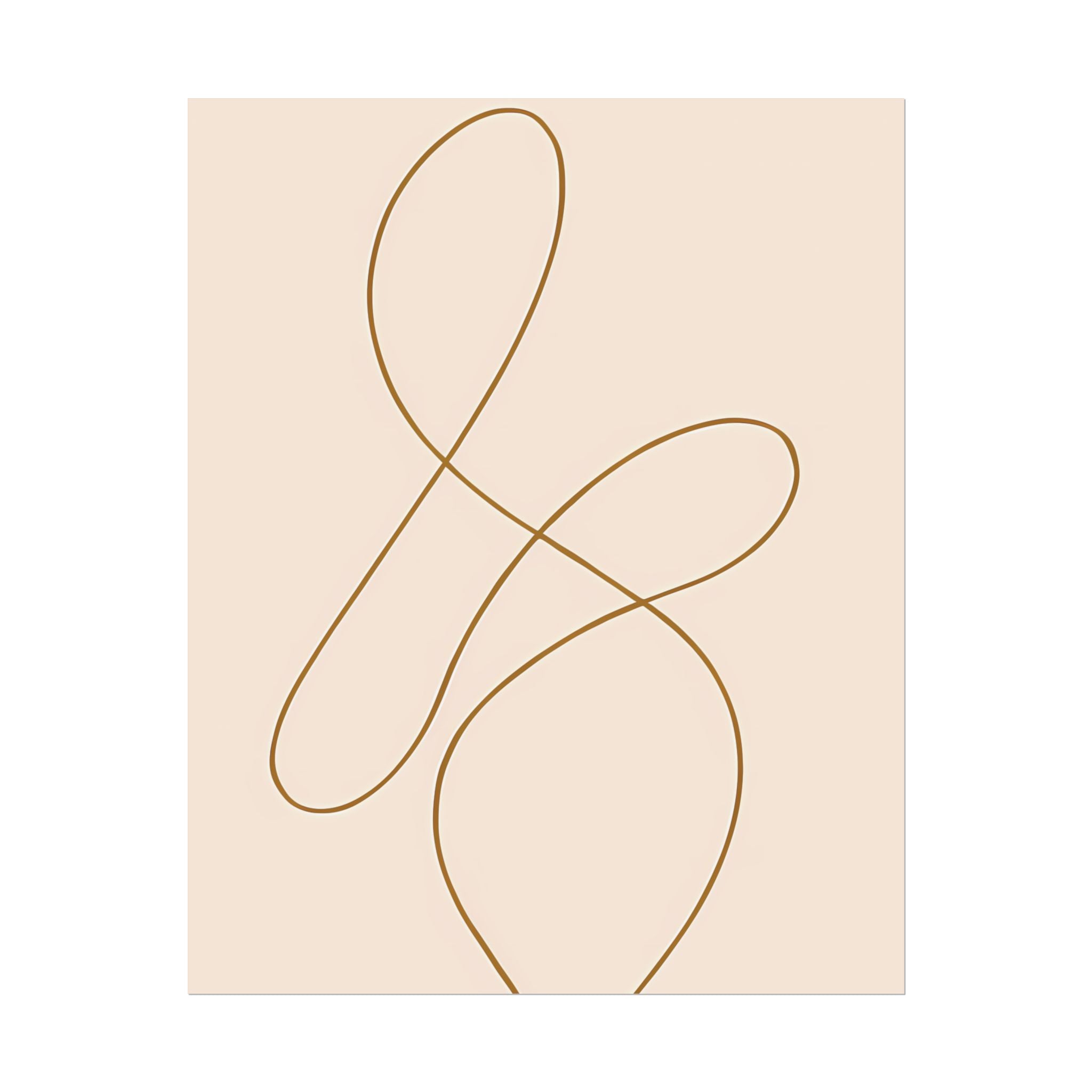 Minimalist Beige Wall Art Print – Abstract Line Poster – Brown Line Drawing – Neutral Scandinavian Japandi Style Artwork – Unframed