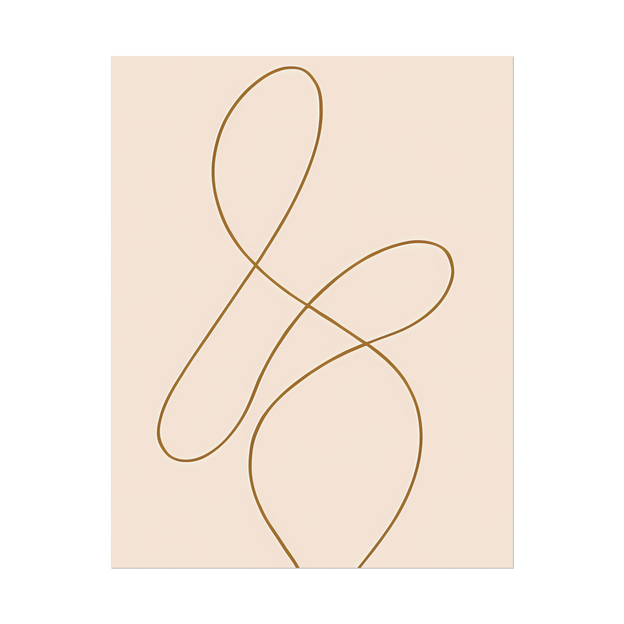 Minimalist Beige Wall Art Print – Abstract Line Poster – Brown Line Drawing – Neutral Scandinavian Japandi Style Artwork – Unframed