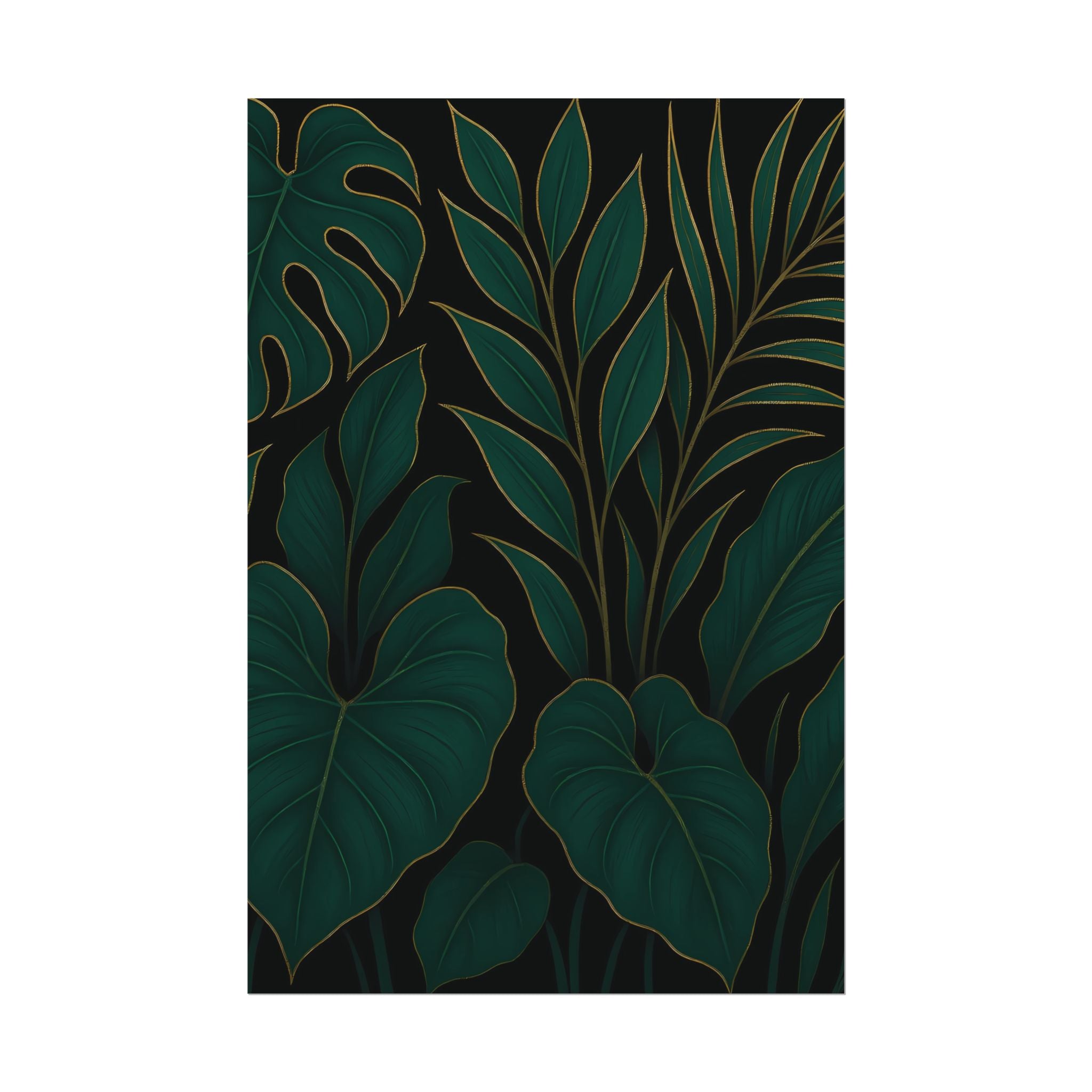 Green Foliage Wall Art Print – Monstera Leaf Poster – Tropical Jungle Botanical Illustration – Modern Plant Home Decor – Unframed