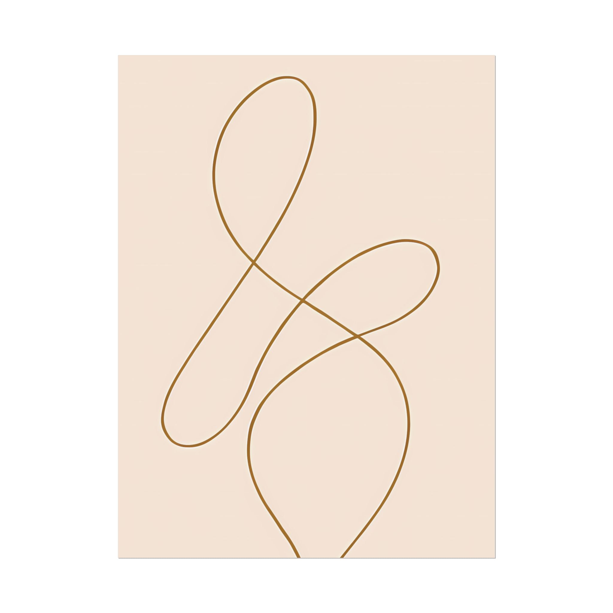 Minimalist Beige Wall Art Print – Abstract Line Poster – Brown Line Drawing – Neutral Scandinavian Japandi Style Artwork – Unframed