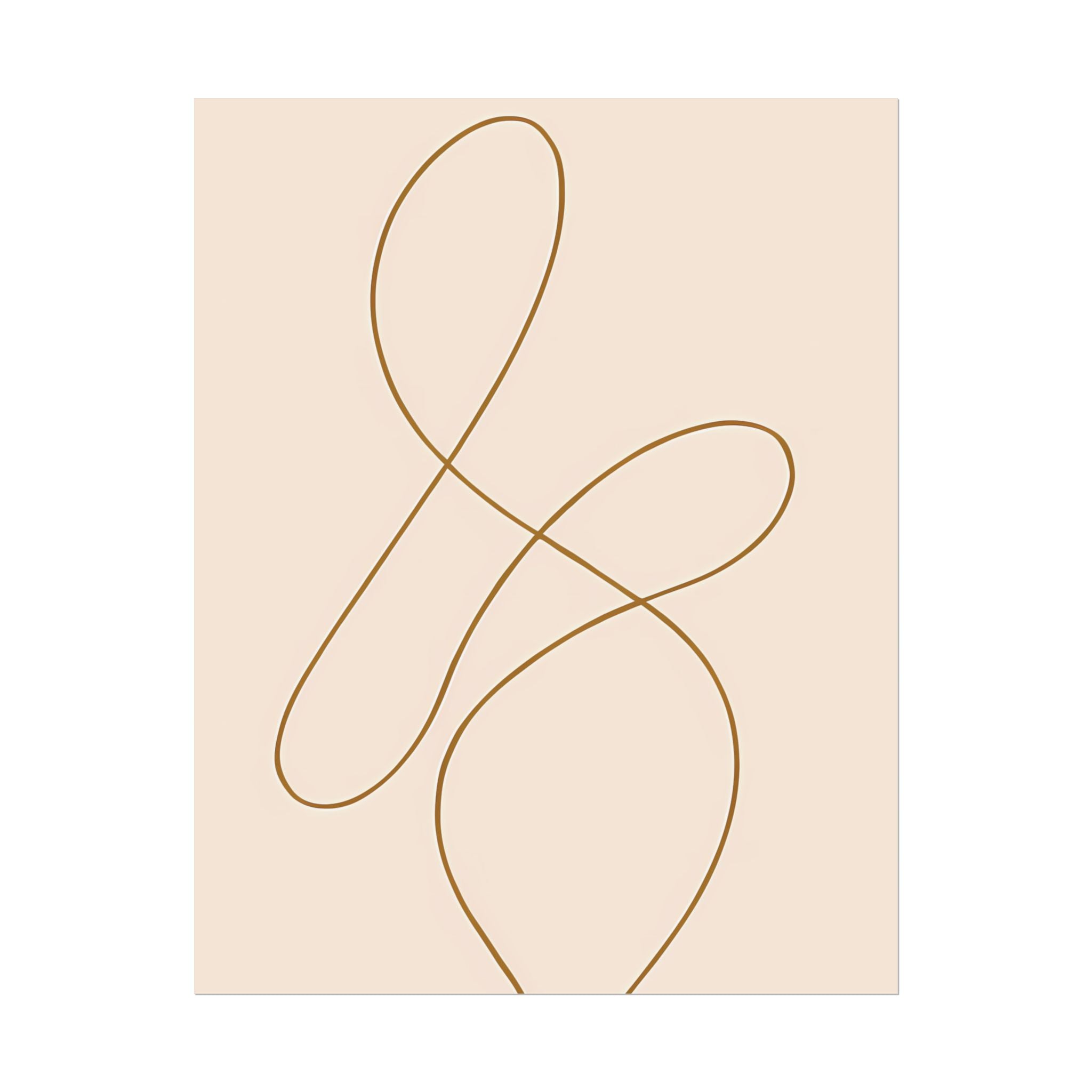 Minimalist Beige Wall Art Print – Abstract Line Poster – Brown Line Drawing – Neutral Scandinavian Japandi Style Artwork – Unframed