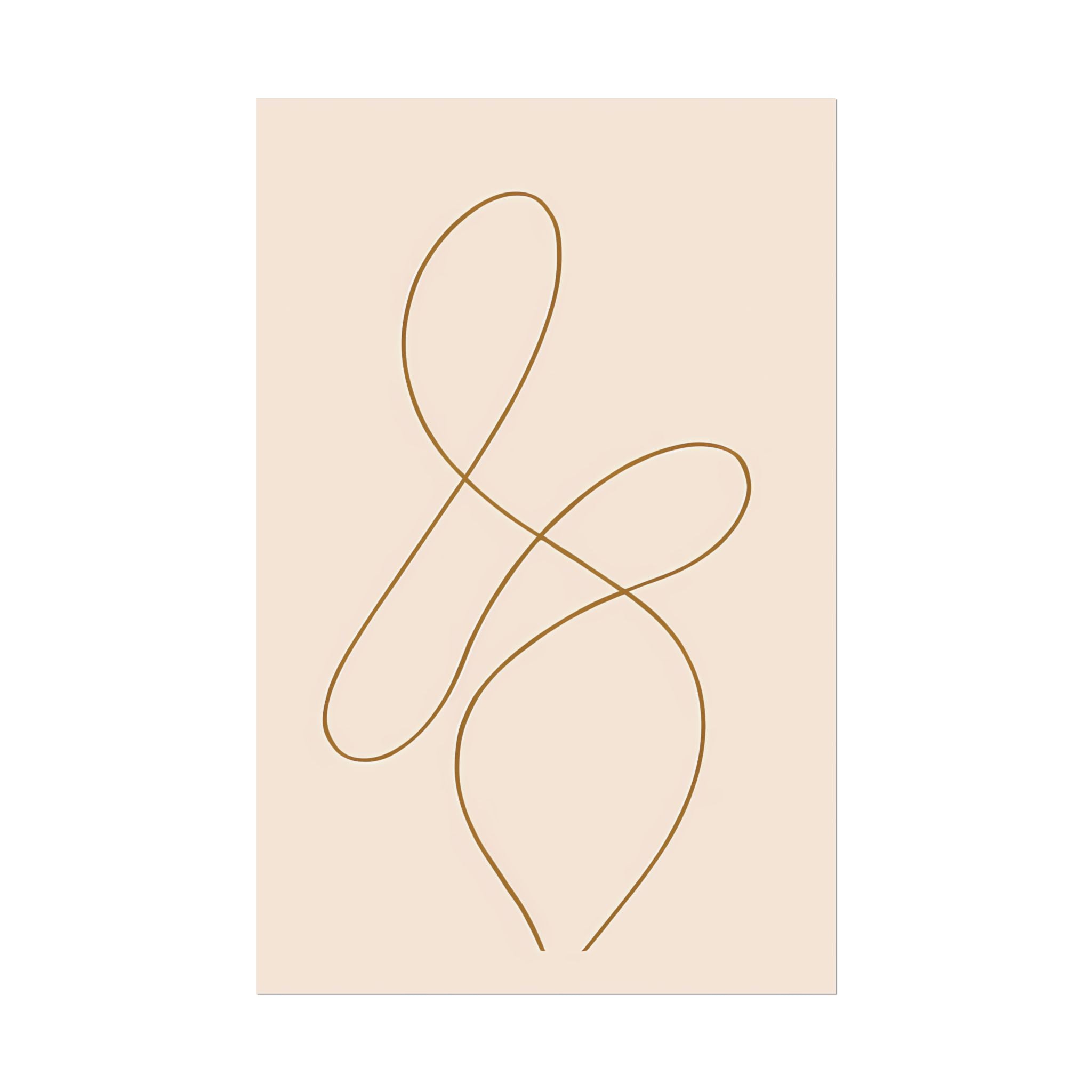 Minimalist Beige Wall Art Print – Abstract Line Poster – Brown Line Drawing – Neutral Scandinavian Japandi Style Artwork – Unframed