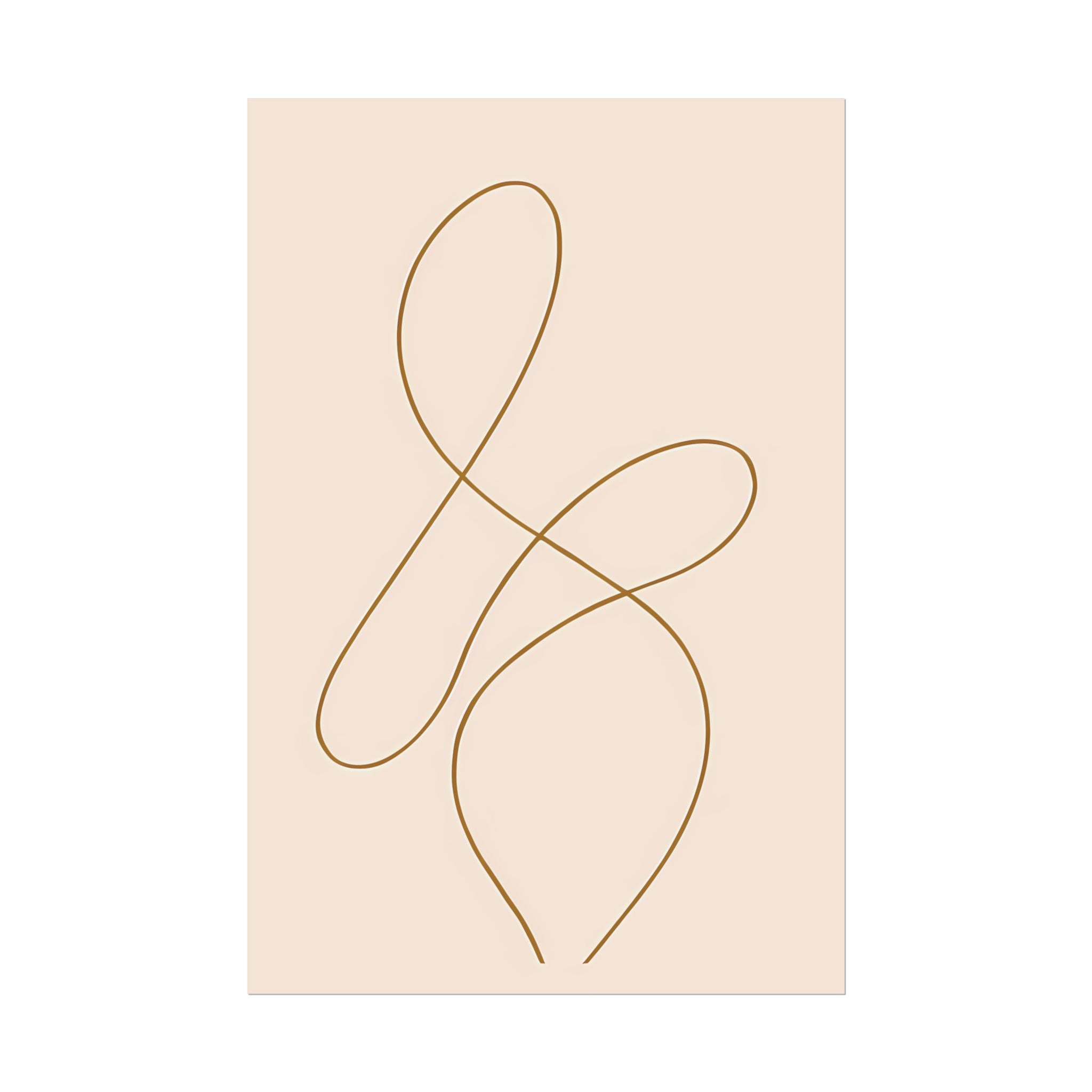 Minimalist Beige Wall Art Print – Abstract Line Poster – Brown Line Drawing – Neutral Scandinavian Japandi Style Artwork – Unframed