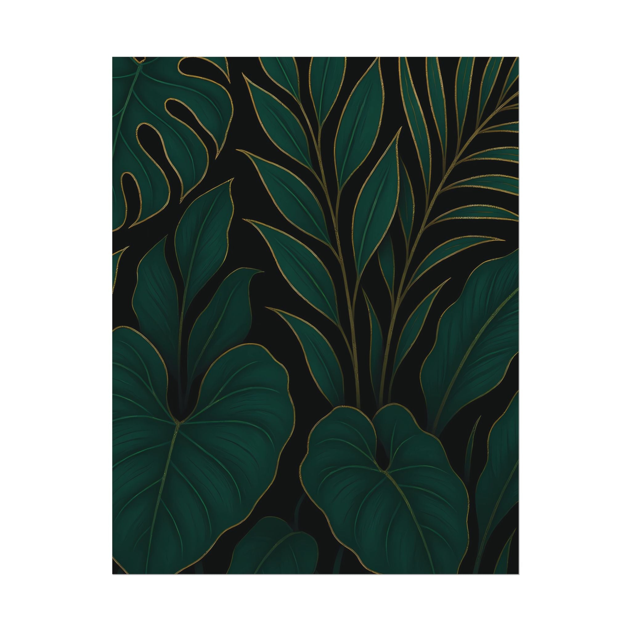 Green Foliage Wall Art Print – Monstera Leaf Poster – Tropical Jungle Botanical Illustration – Modern Plant Home Decor – Unframed
