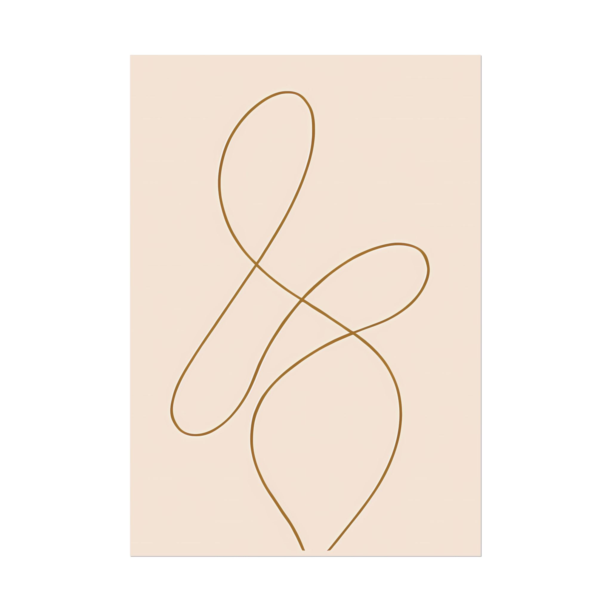 Minimalist Beige Wall Art Print – Abstract Line Poster – Brown Line Drawing – Neutral Scandinavian Japandi Style Artwork – Unframed