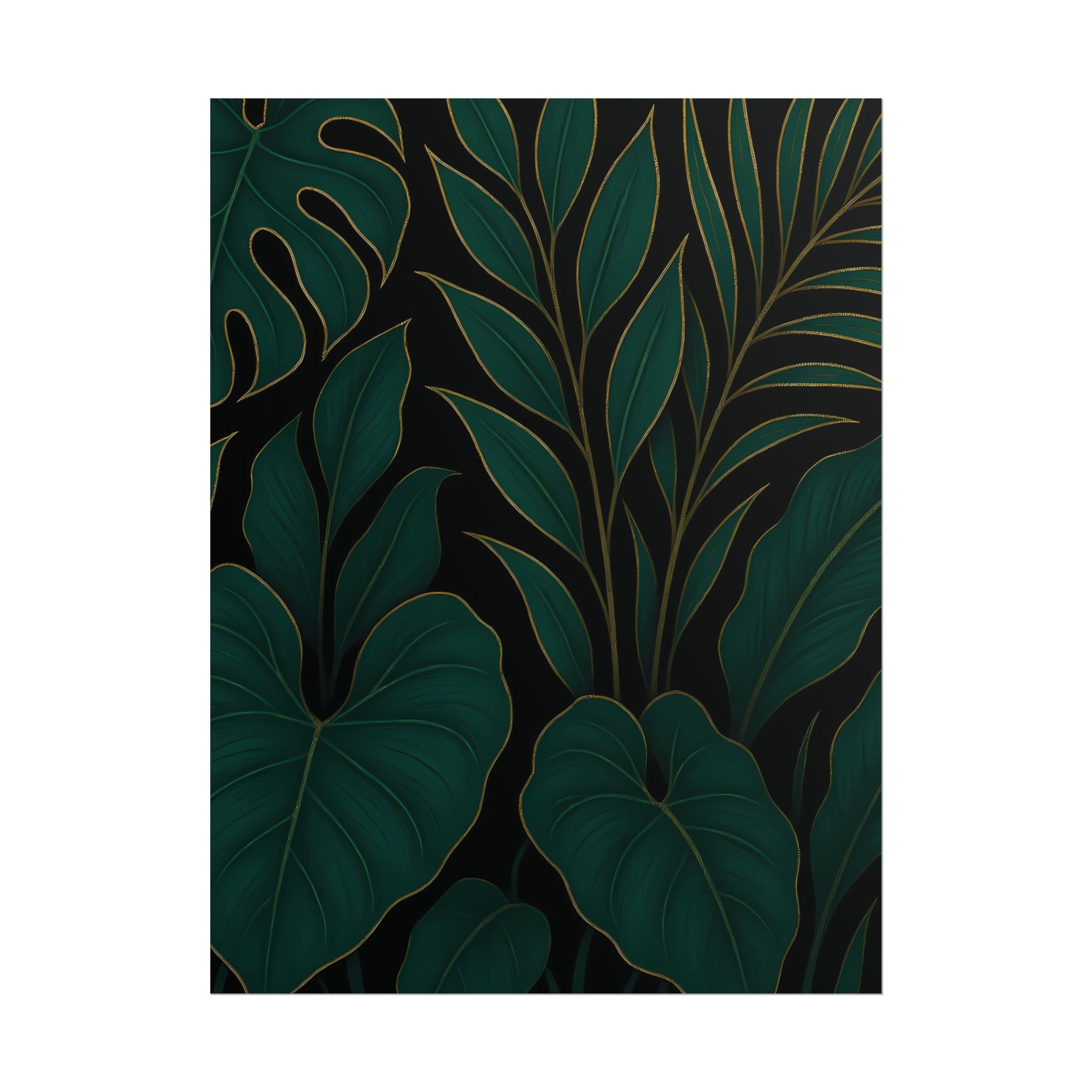 Green Foliage Wall Art Print – Monstera Leaf Poster – Tropical Jungle Botanical Illustration – Modern Plant Home Decor – Unframed