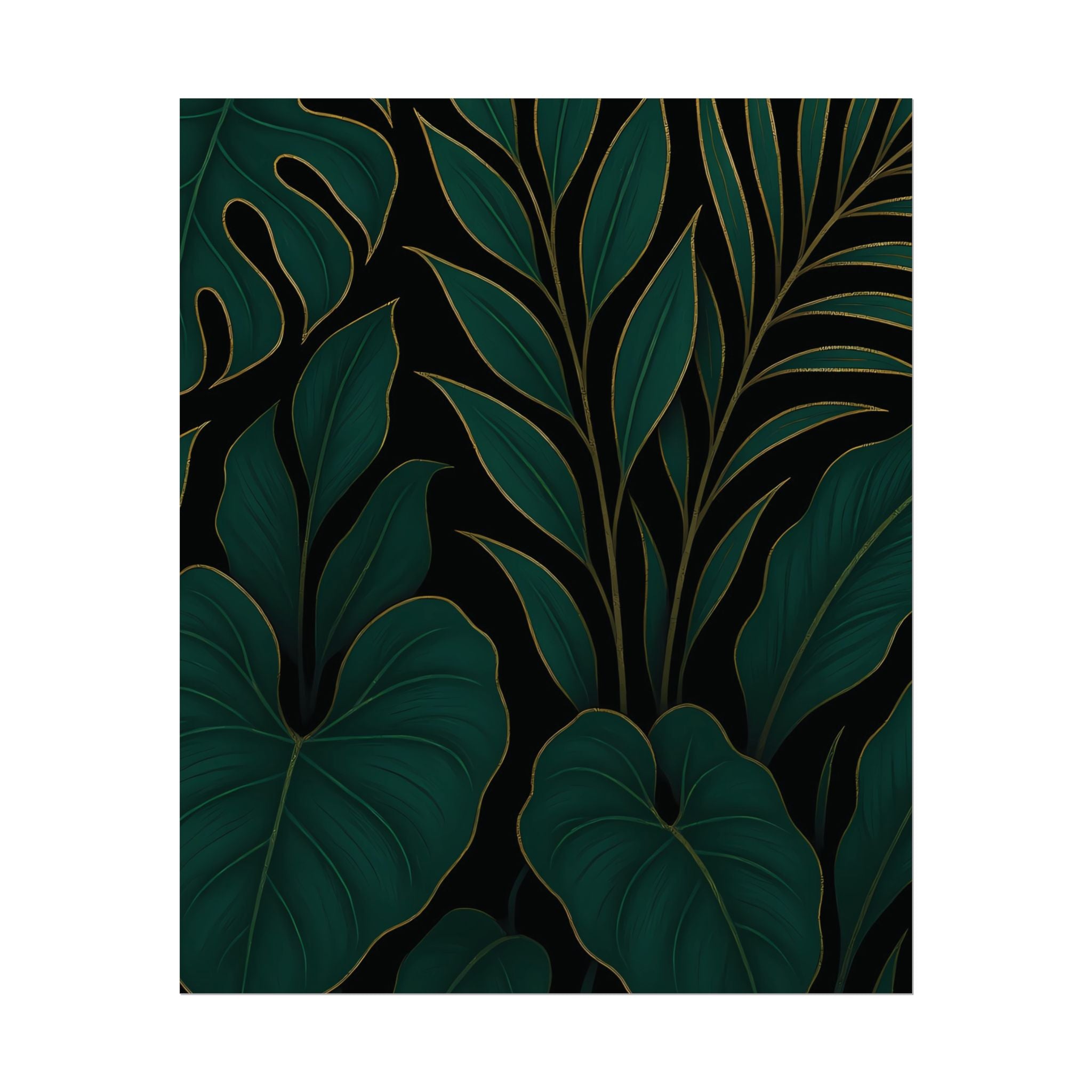 Green Foliage Wall Art Print – Monstera Leaf Poster – Tropical Jungle Botanical Illustration – Modern Plant Home Decor – Unframed