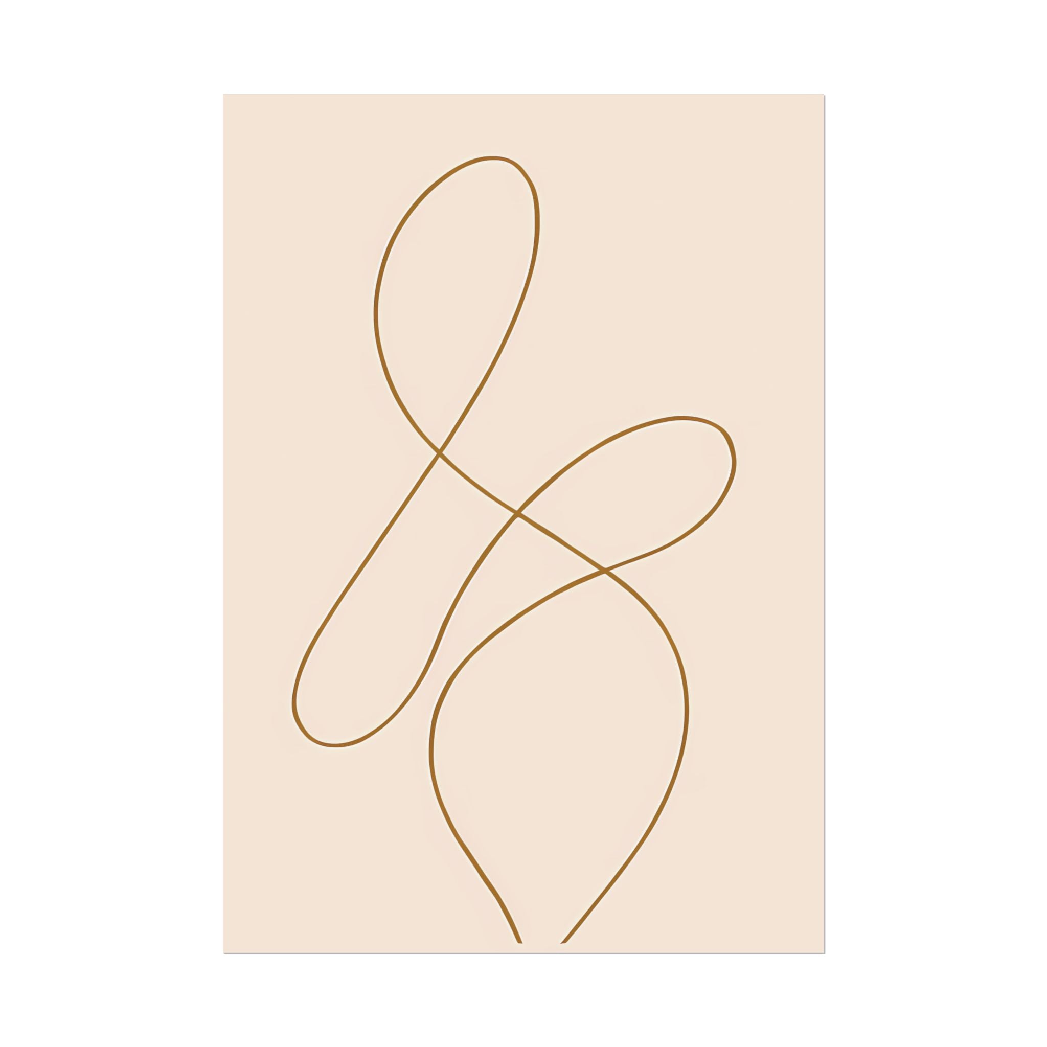 Minimalist Beige Wall Art Print – Abstract Line Poster – Brown Line Drawing – Neutral Scandinavian Japandi Style Artwork – Unframed
