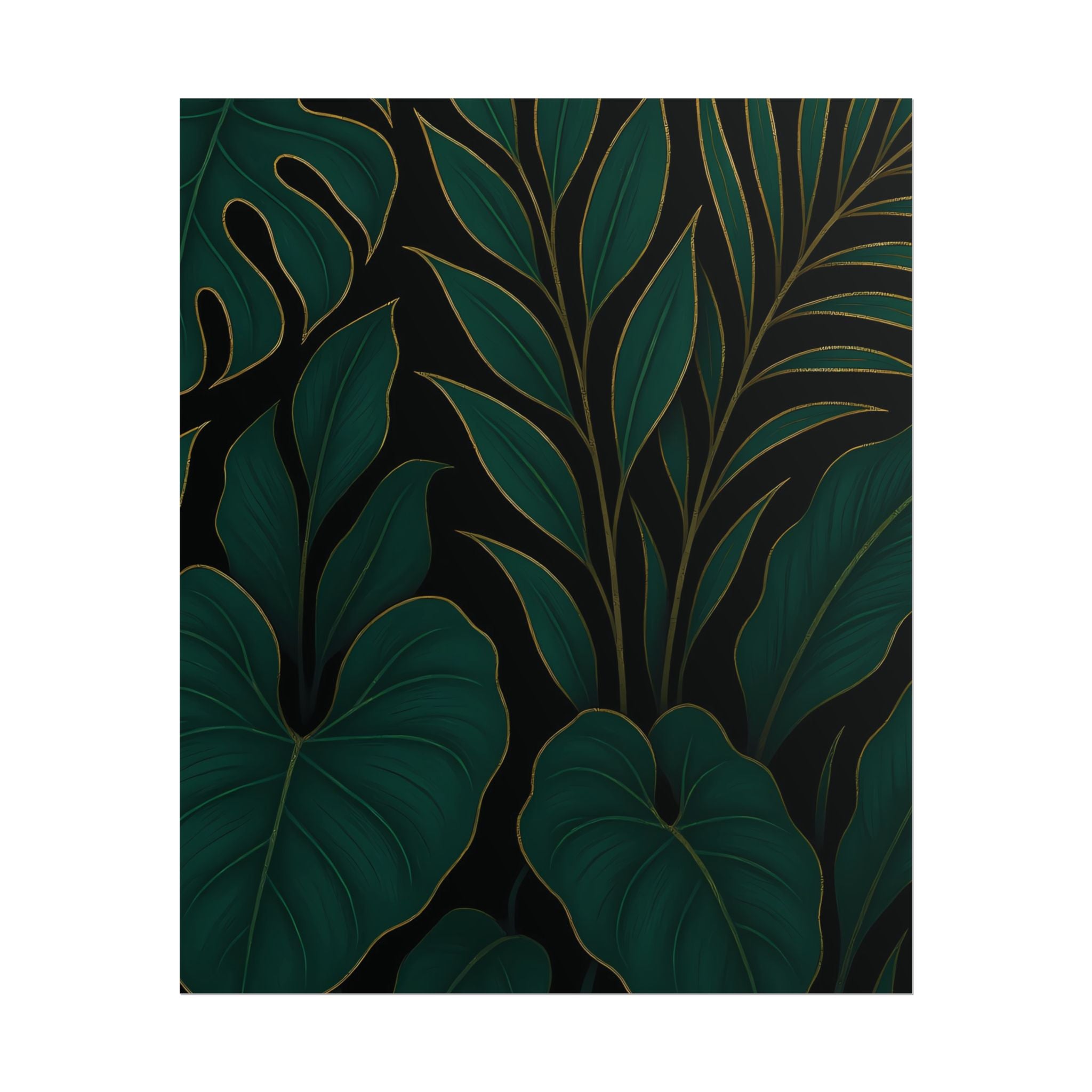 Green Foliage Wall Art Print – Monstera Leaf Poster – Tropical Jungle Botanical Illustration – Modern Plant Home Decor – Unframed