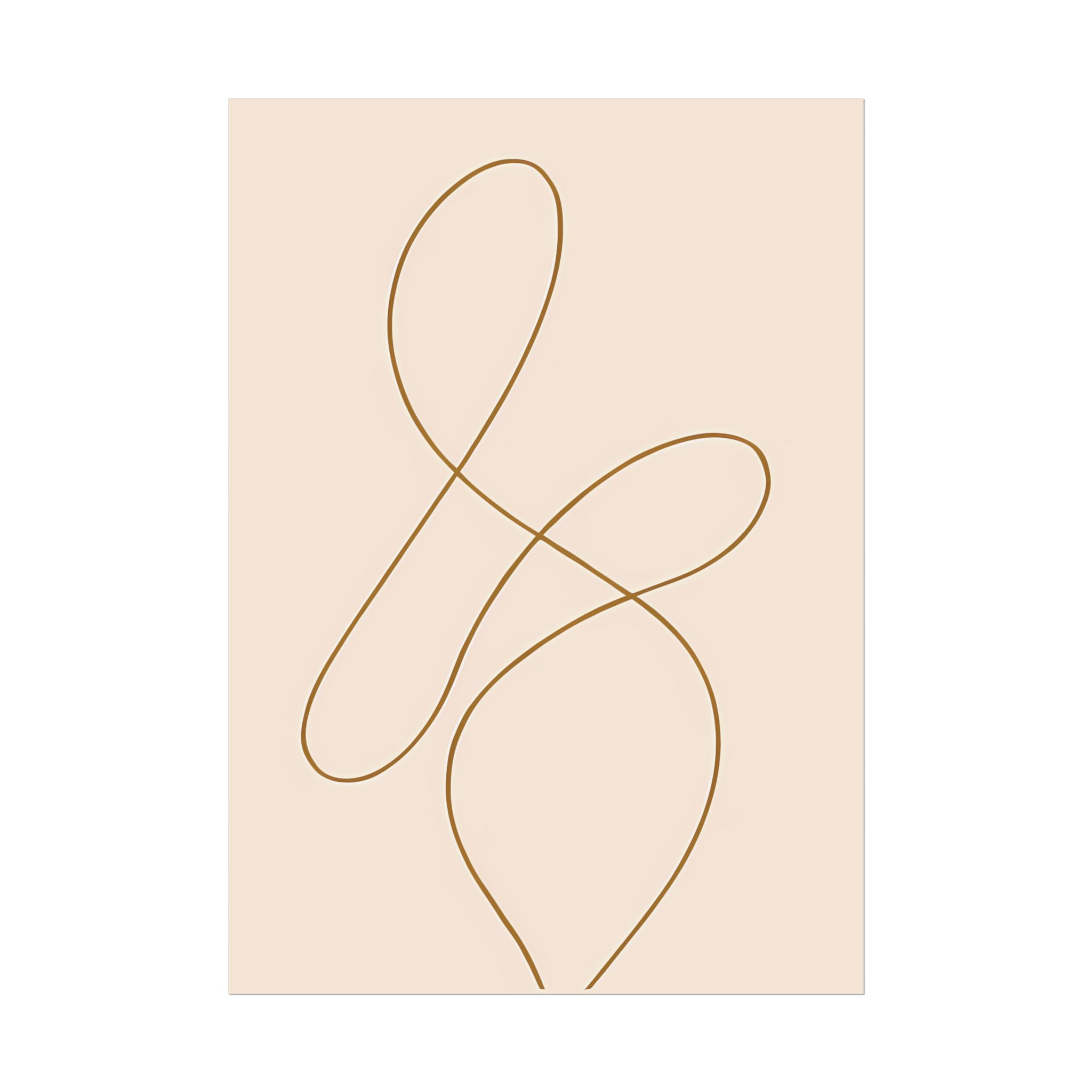 Minimalist Beige Wall Art Print – Abstract Line Poster – Brown Line Drawing – Neutral Scandinavian Japandi Style Artwork – Unframed
