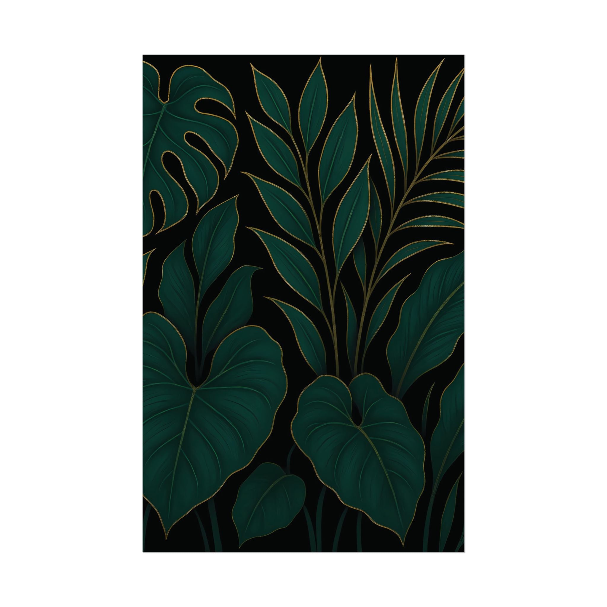 Green Foliage Wall Art Print – Monstera Leaf Poster – Tropical Jungle Botanical Illustration – Modern Plant Home Decor – Unframed