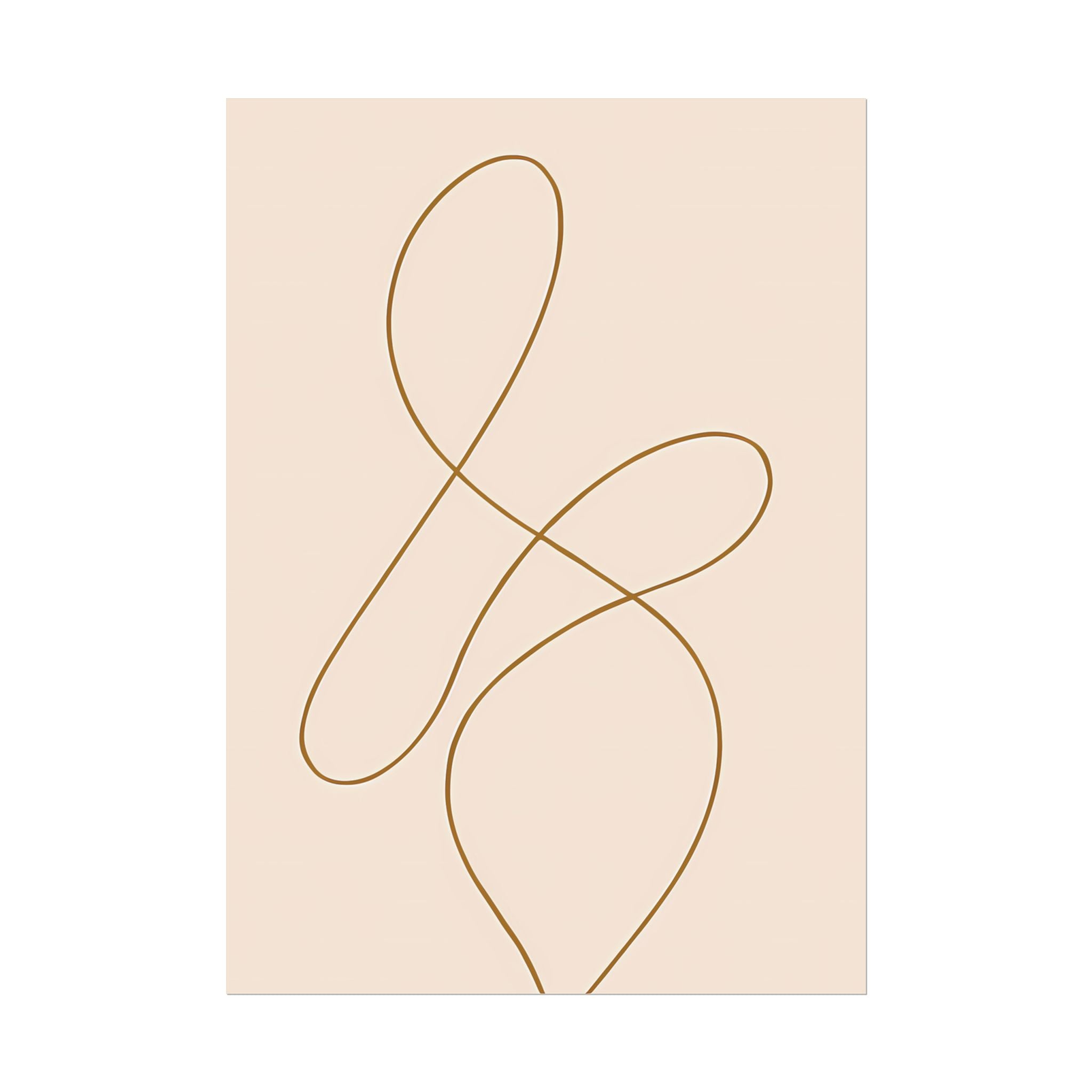Minimalist Beige Wall Art Print – Abstract Line Poster – Brown Line Drawing – Neutral Scandinavian Japandi Style Artwork – Unframed