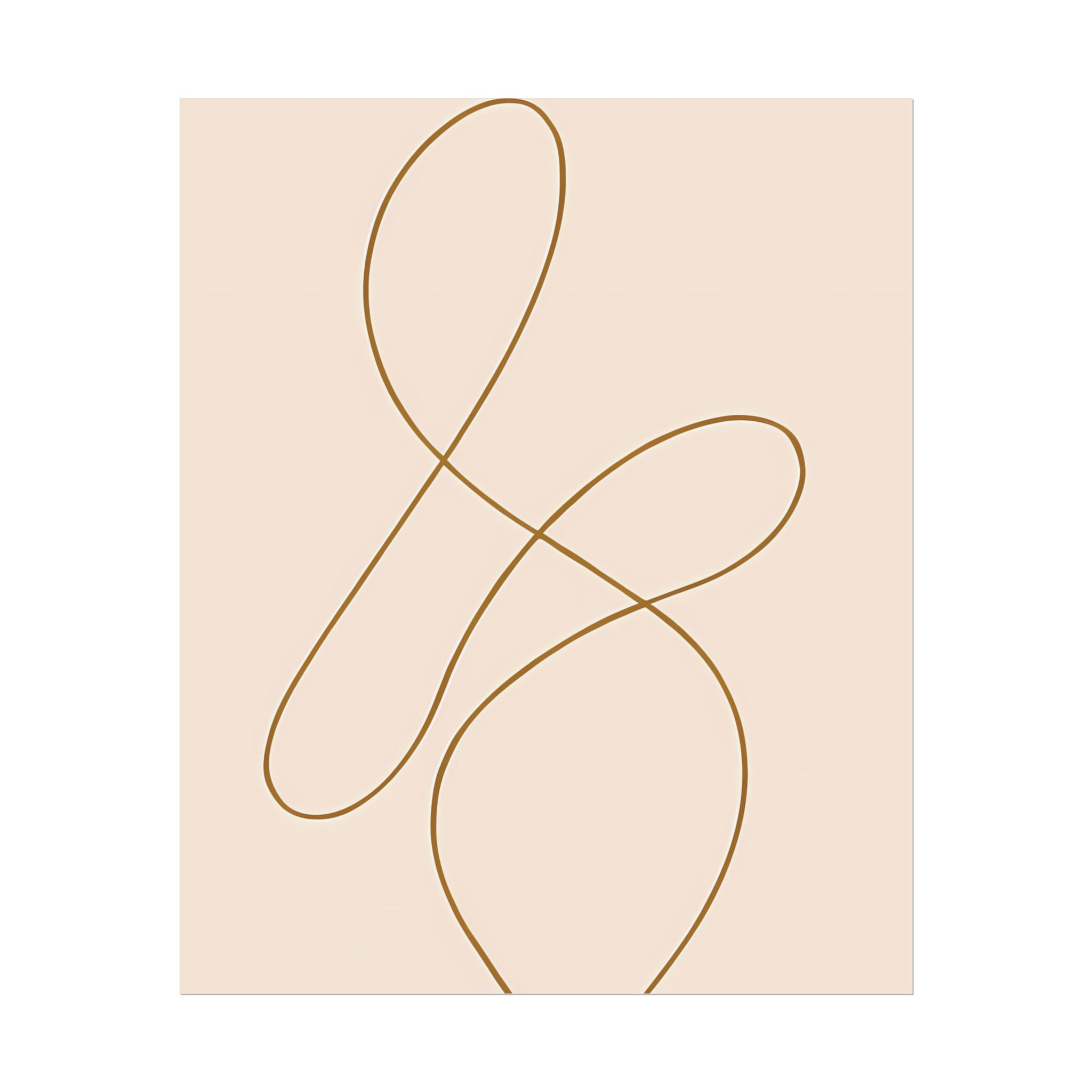 Minimalist Beige Wall Art Print – Abstract Line Poster – Brown Line Drawing – Neutral Scandinavian Japandi Style Artwork – Unframed