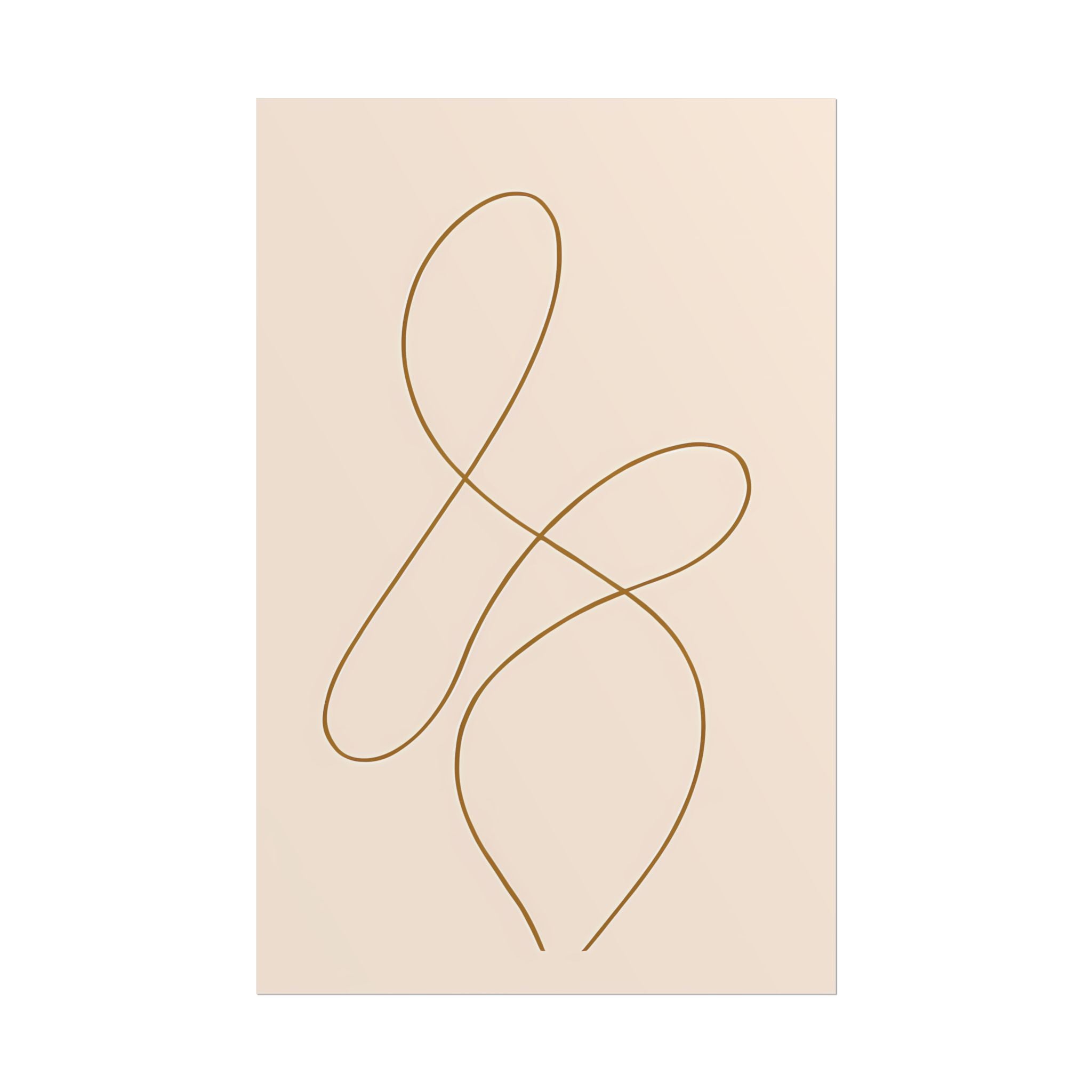 Minimalist Beige Wall Art Print – Abstract Line Poster – Brown Line Drawing – Neutral Scandinavian Japandi Style Artwork – Unframed