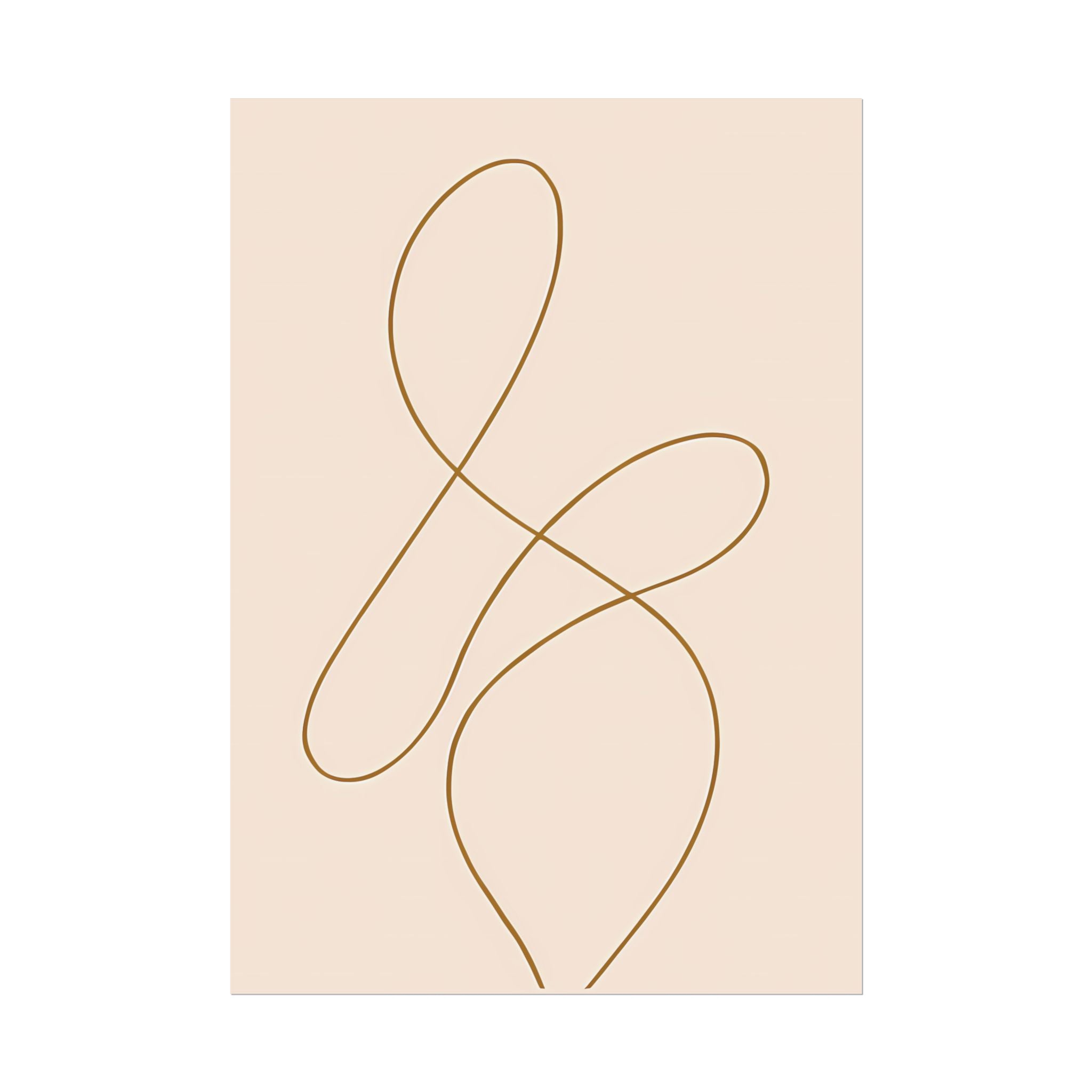 Minimalist Beige Wall Art Print – Abstract Line Poster – Brown Line Drawing – Neutral Scandinavian Japandi Style Artwork – Unframed