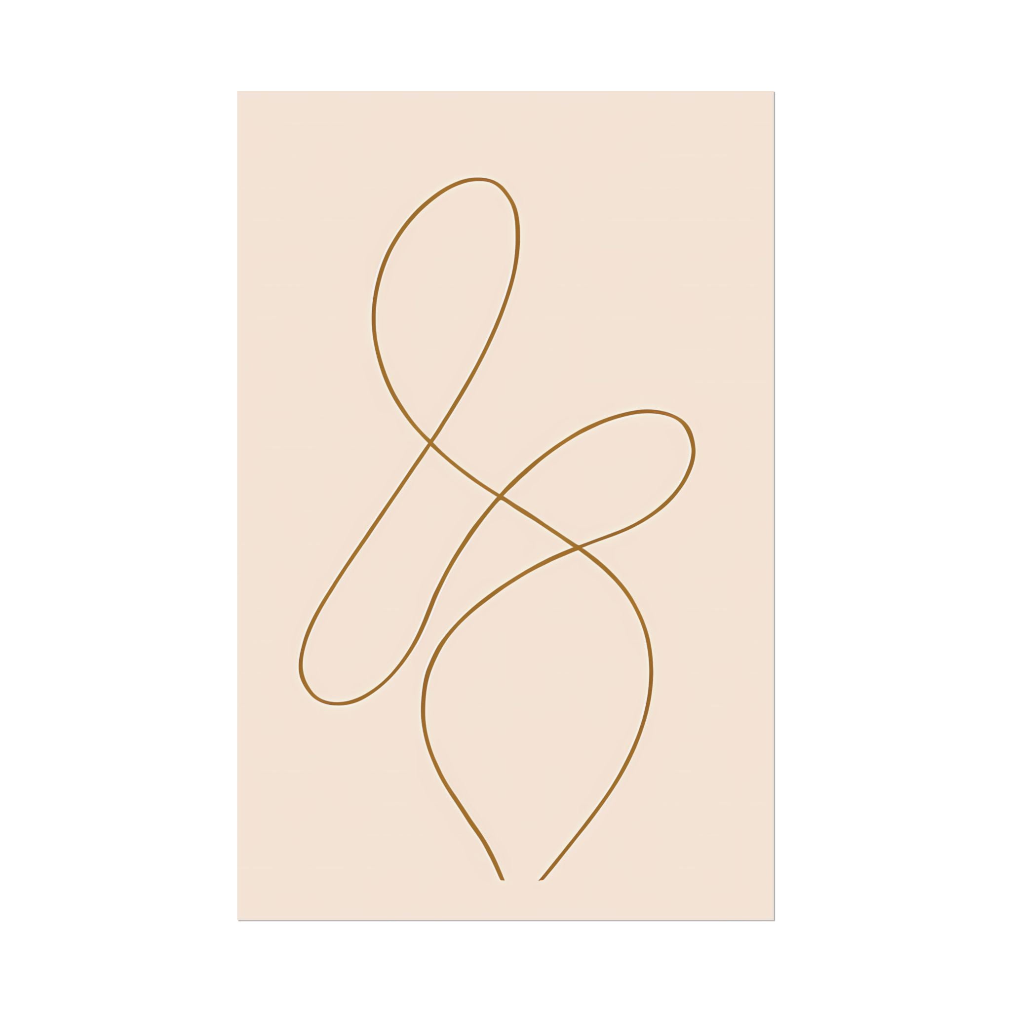 Minimalist Beige Wall Art Print – Abstract Line Poster – Brown Line Drawing – Neutral Scandinavian Japandi Style Artwork – Unframed