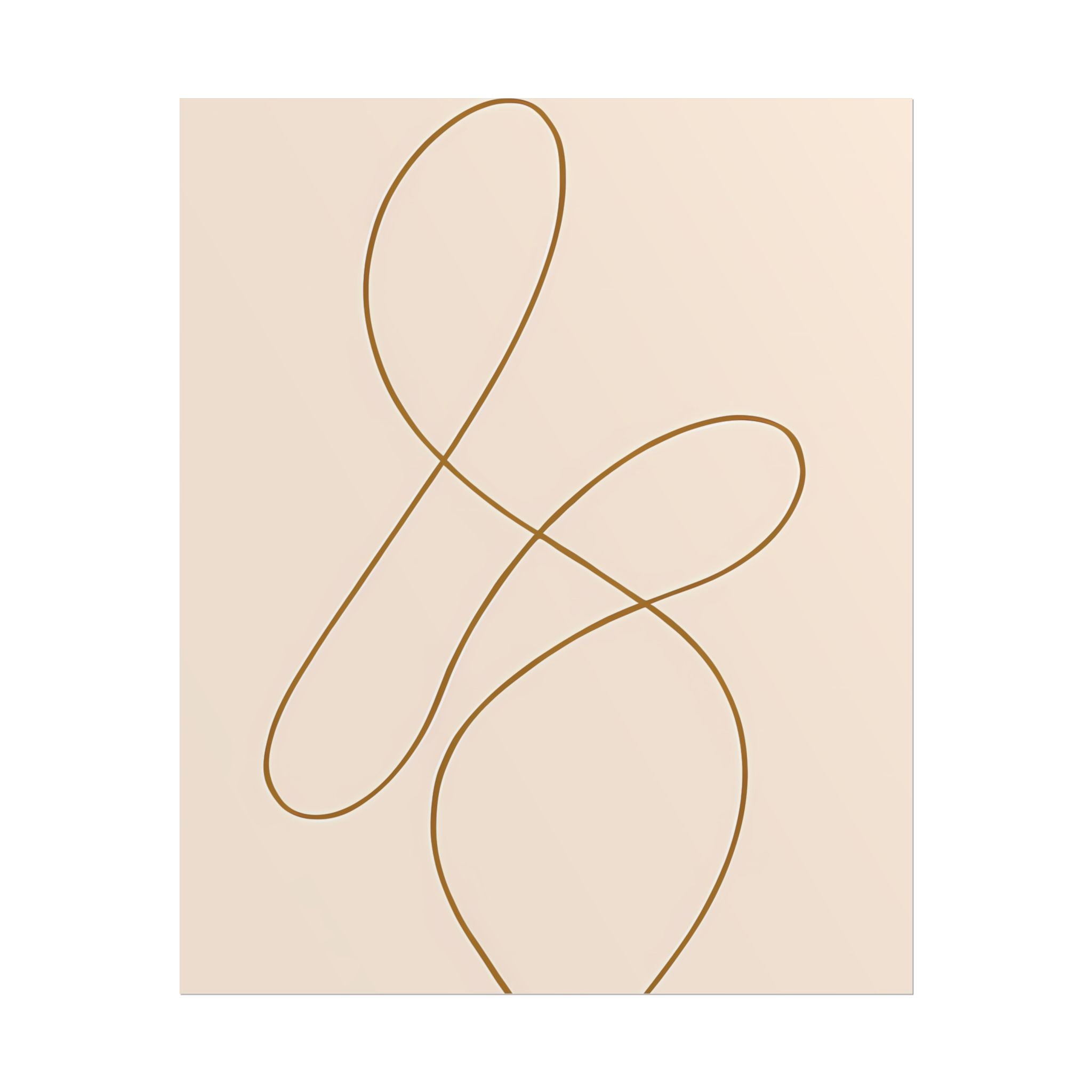 Minimalist Beige Wall Art Print – Abstract Line Poster – Brown Line Drawing – Neutral Scandinavian Japandi Style Artwork – Unframed
