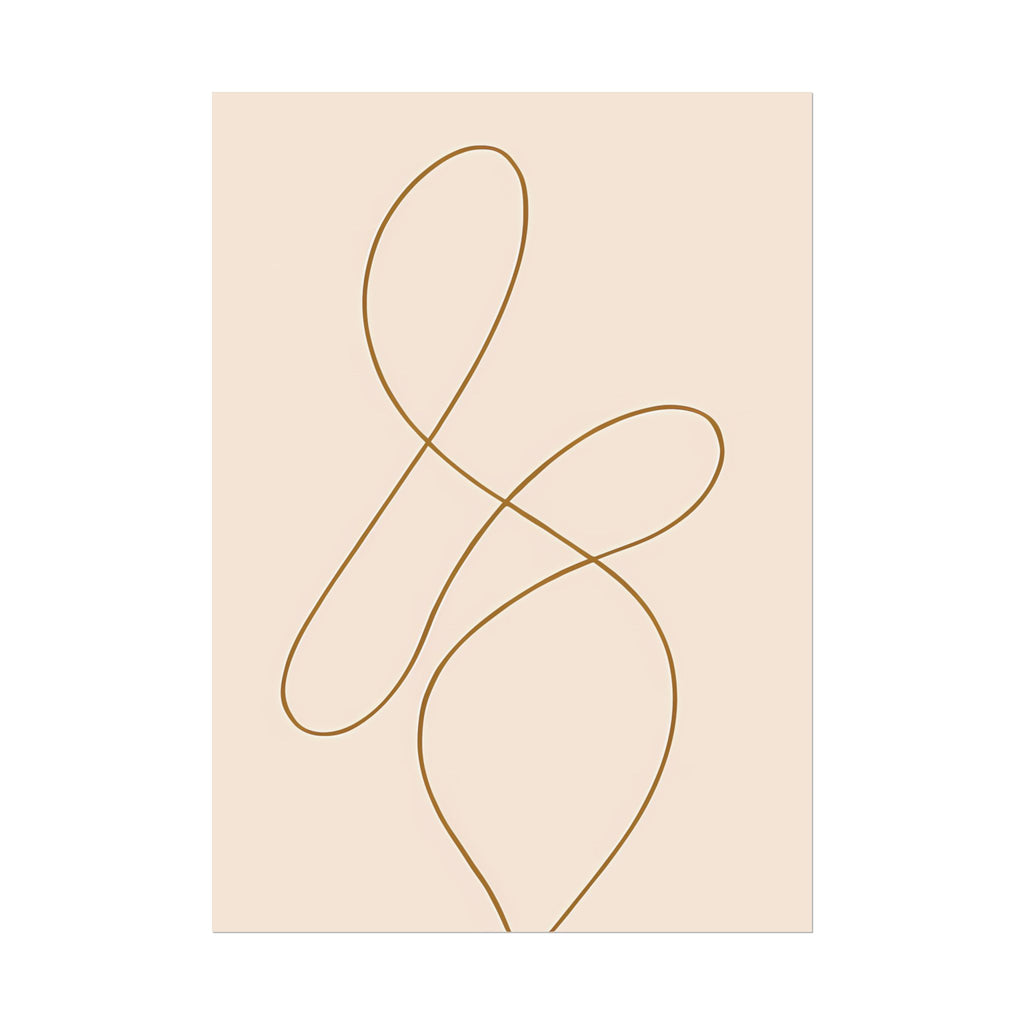 Minimalist Beige Wall Art Print – Abstract Line Poster – Brown Line Drawing – Neutral Scandinavian Japandi Style Artwork – Unframed
