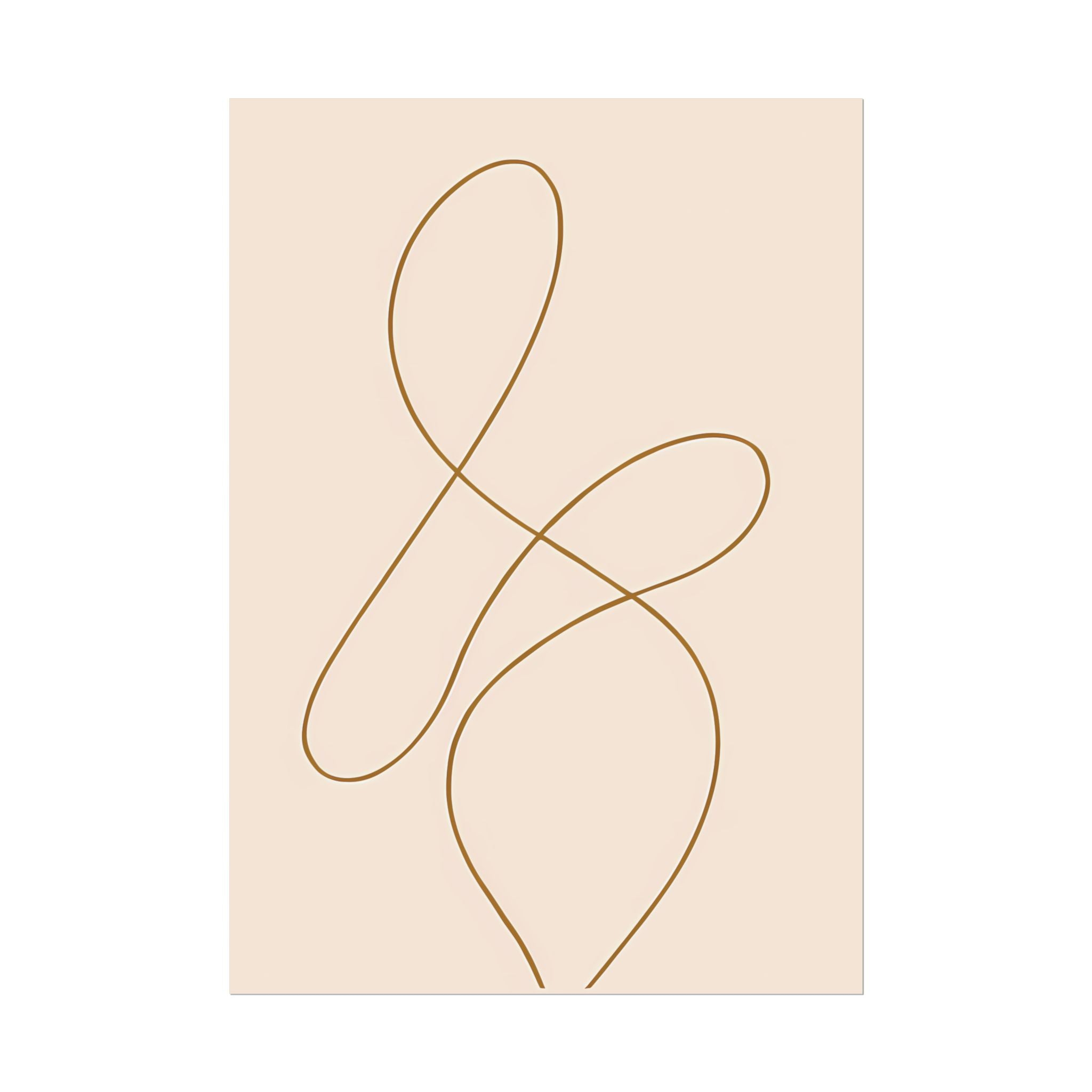 Minimalist Beige Wall Art Print – Abstract Line Poster – Brown Line Drawing – Neutral Scandinavian Japandi Style Artwork – Unframed