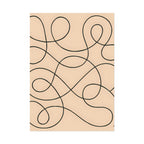 Minimalist Beige Wall Art Print – Abstract Swirl Poster – Black Looping Line Drawing – Modern Artwork – Scandinavian Japandi Style – Unframed