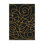 Minimalist Black Wall Art Print – Abstract Swirl Poster – Gold Looping Line Drawing – Modern Artwork – Scandinavian Japandi Style – Unframed